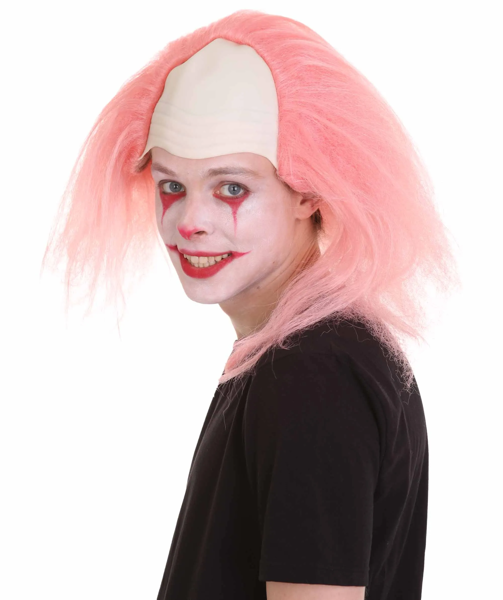 Adult Men's Funny Half Bald Head Wig | Suitable for Halloween and Cosplay | Multiple Color Options | Flame-retardant Synthetic Fiber