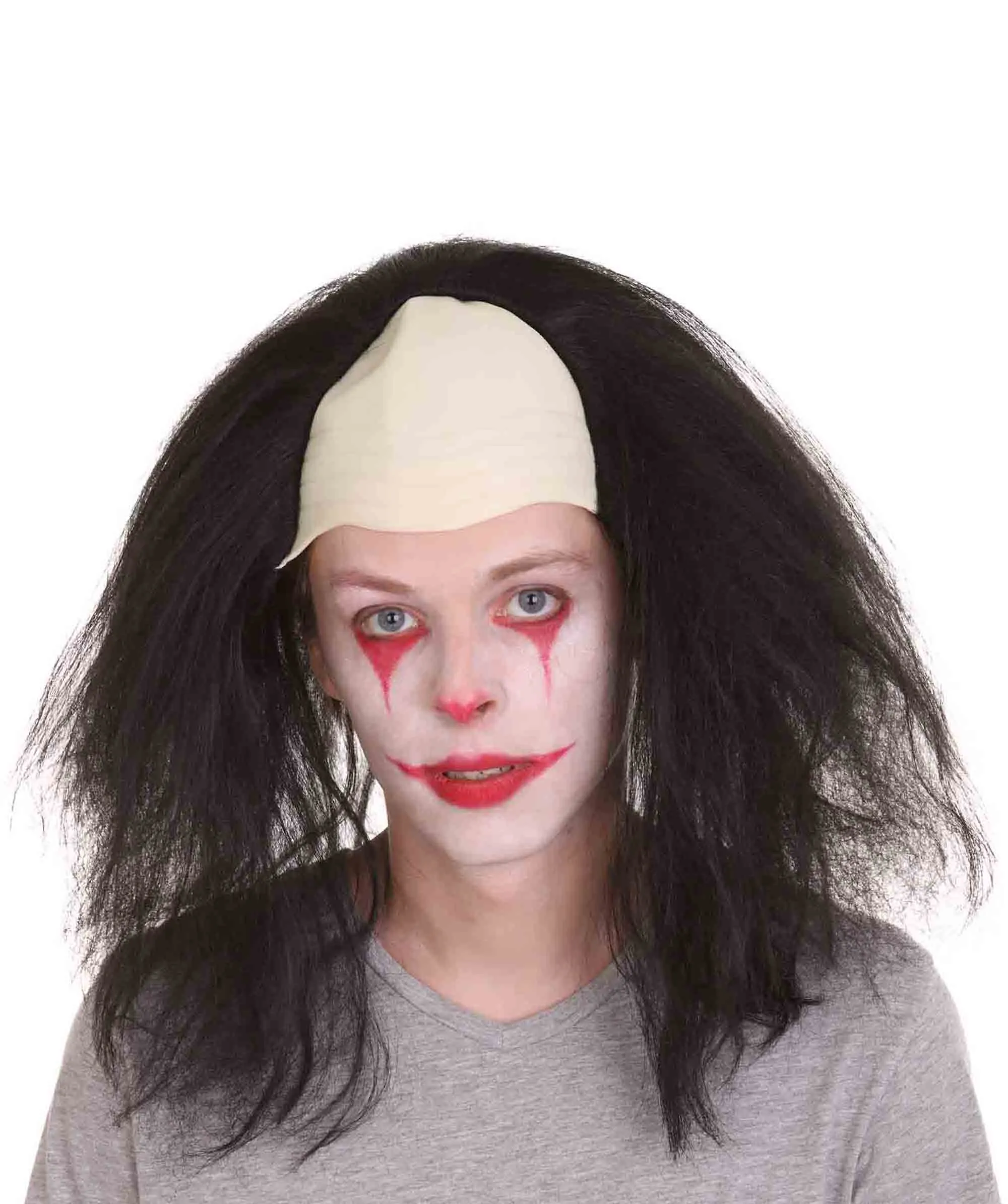 Adult Men's Funny Half Bald Head Wig | Suitable for Halloween and Cosplay | Multiple Color Options | Flame-retardant Synthetic Fiber