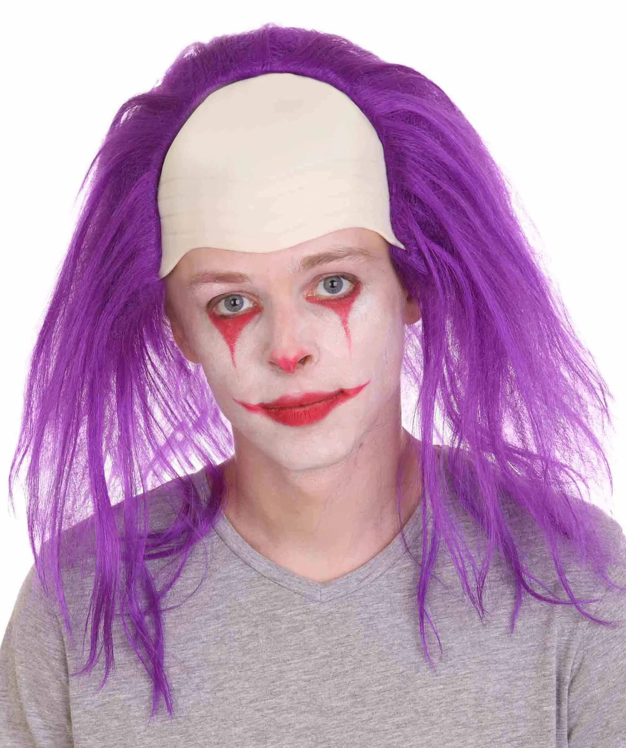 Adult Men's Funny Half Bald Head Wig | Suitable for Halloween and Cosplay | Multiple Color Options | Flame-retardant Synthetic Fiber
