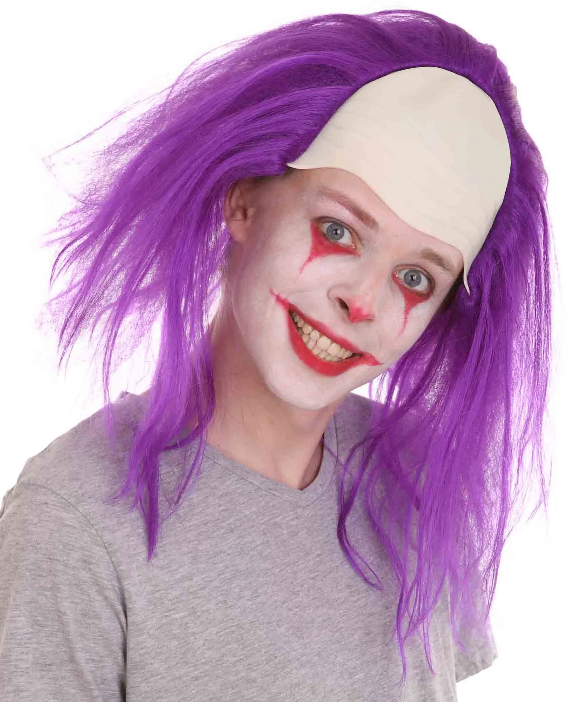 Adult Men's Funny Half Bald Head Wig | Suitable for Halloween and Cosplay | Multiple Color Options | Flame-retardant Synthetic Fiber