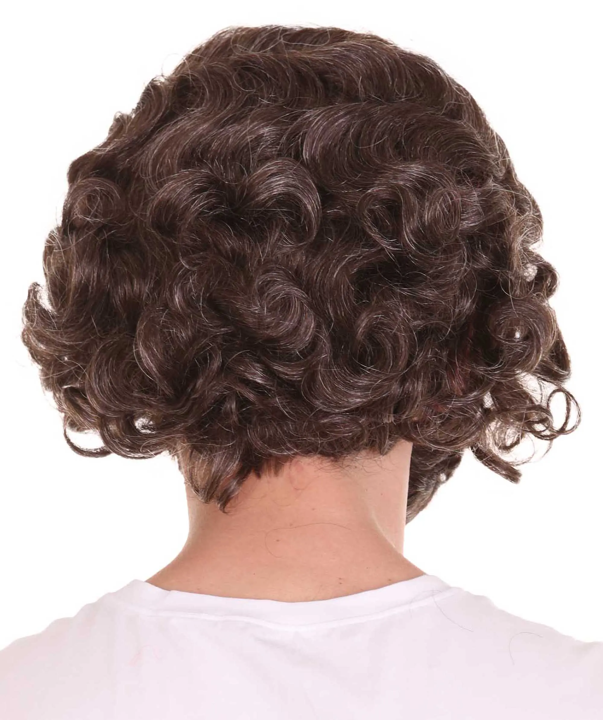 Adult Men's Greatest English Playwright & Poet Half-bald Wig, Brown Curly Hair, Flame-retardant Synthetic Fiber