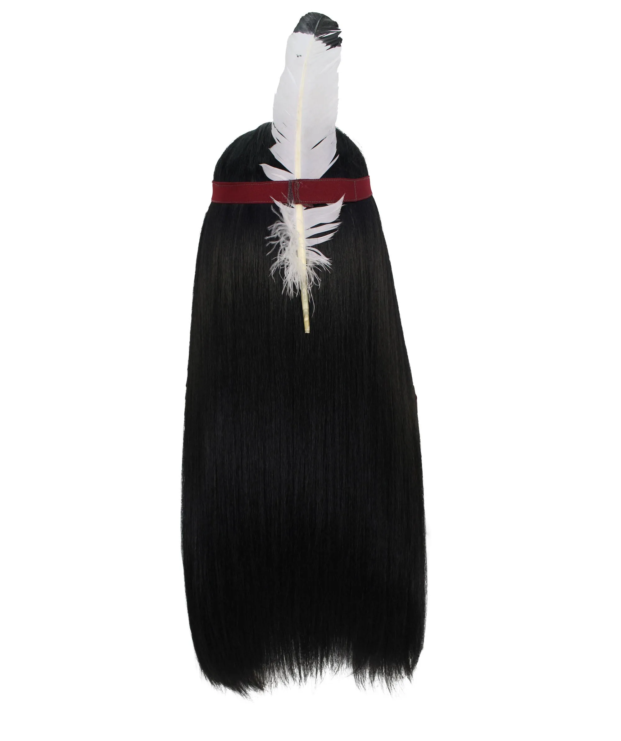 Adult Men’s Long Length Native American Wig I Black Color I  Breathable Capless Cap I Flame-retardant Synthetic Fiber
