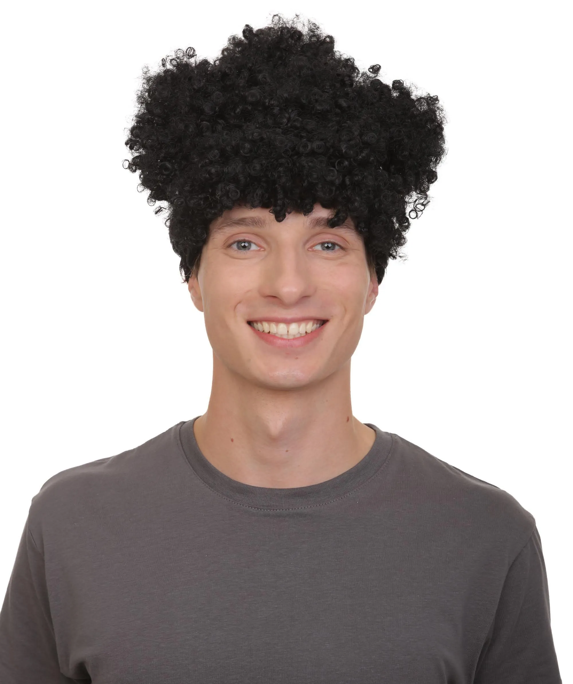 Adult Men’s Puerto Rican Rappe Curly Bun Updo Wig, Non-flammable Synthetic Fiber Wig
 | HPO
