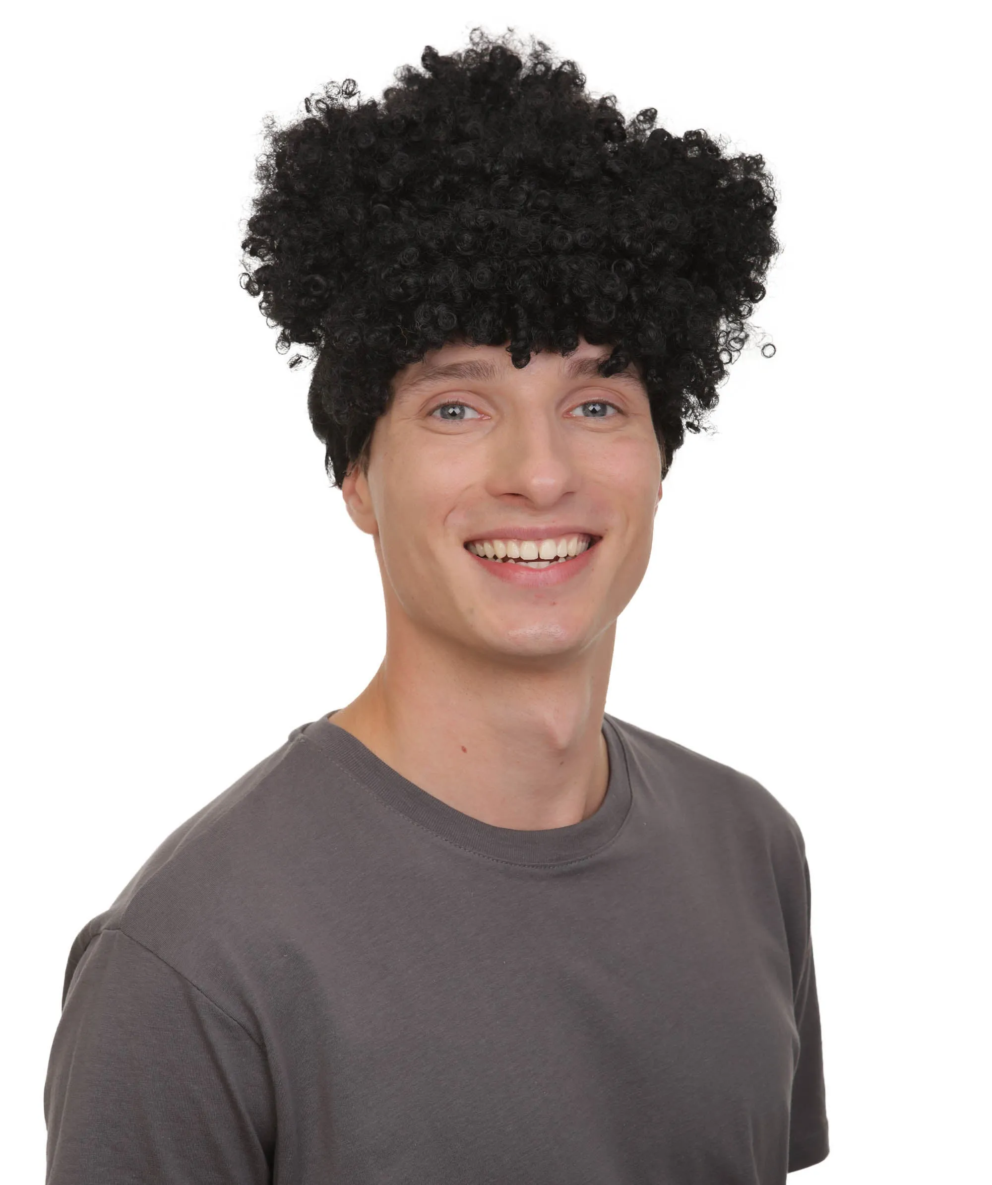 Adult Men’s Puerto Rican Rappe Curly Bun Updo Wig, Non-flammable Synthetic Fiber Wig
 | HPO