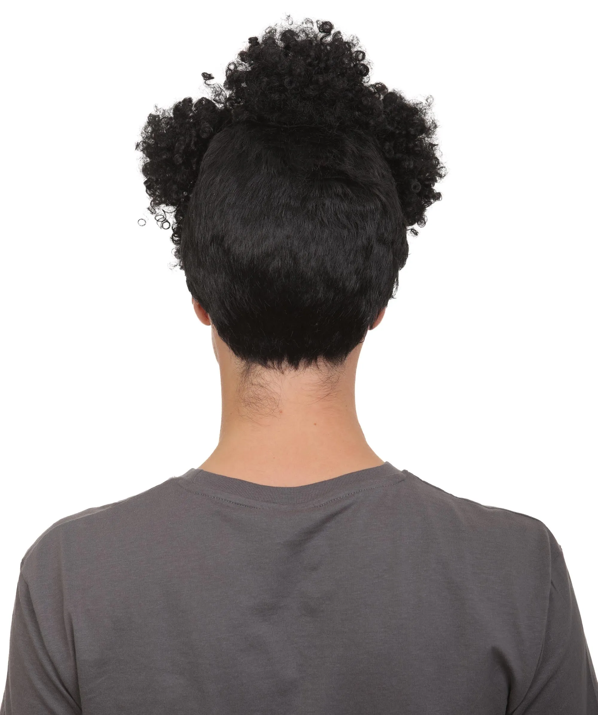 Adult Men’s Puerto Rican Rappe Curly Bun Updo Wig, Non-flammable Synthetic Fiber Wig
 | HPO