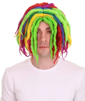 Adult Men's Rapper Christmas Dreadlock Wig | Red Green Celebrity Wig | Premium Breathable Capless Cap | Flame-retardant Synthetic Fiber
