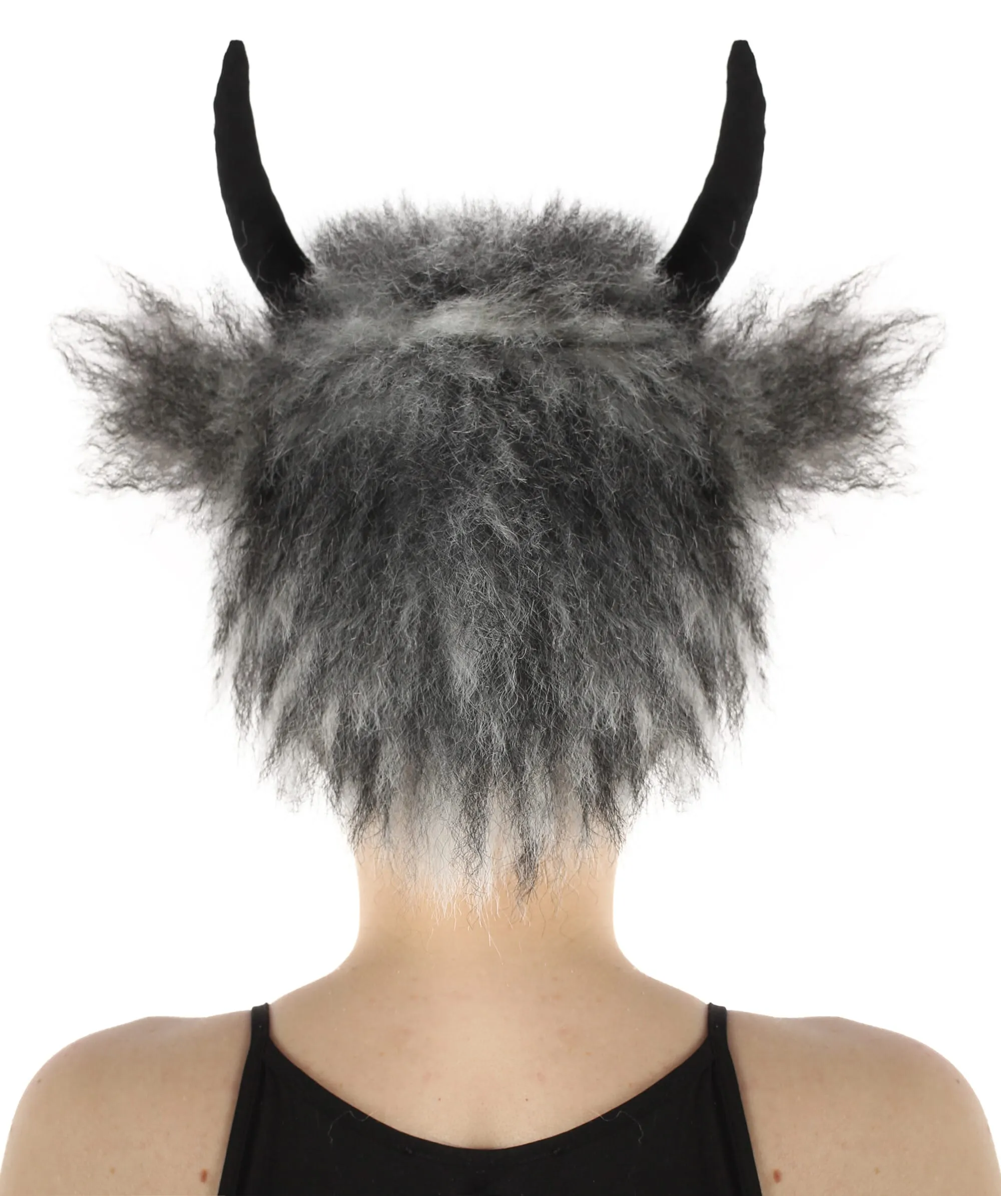 Adult Unisex Black and Grey Moster Horns with Fur Faux  Animal Ears | Perfect Cosplay Accessory | Non-flammable Synthetic Fiber