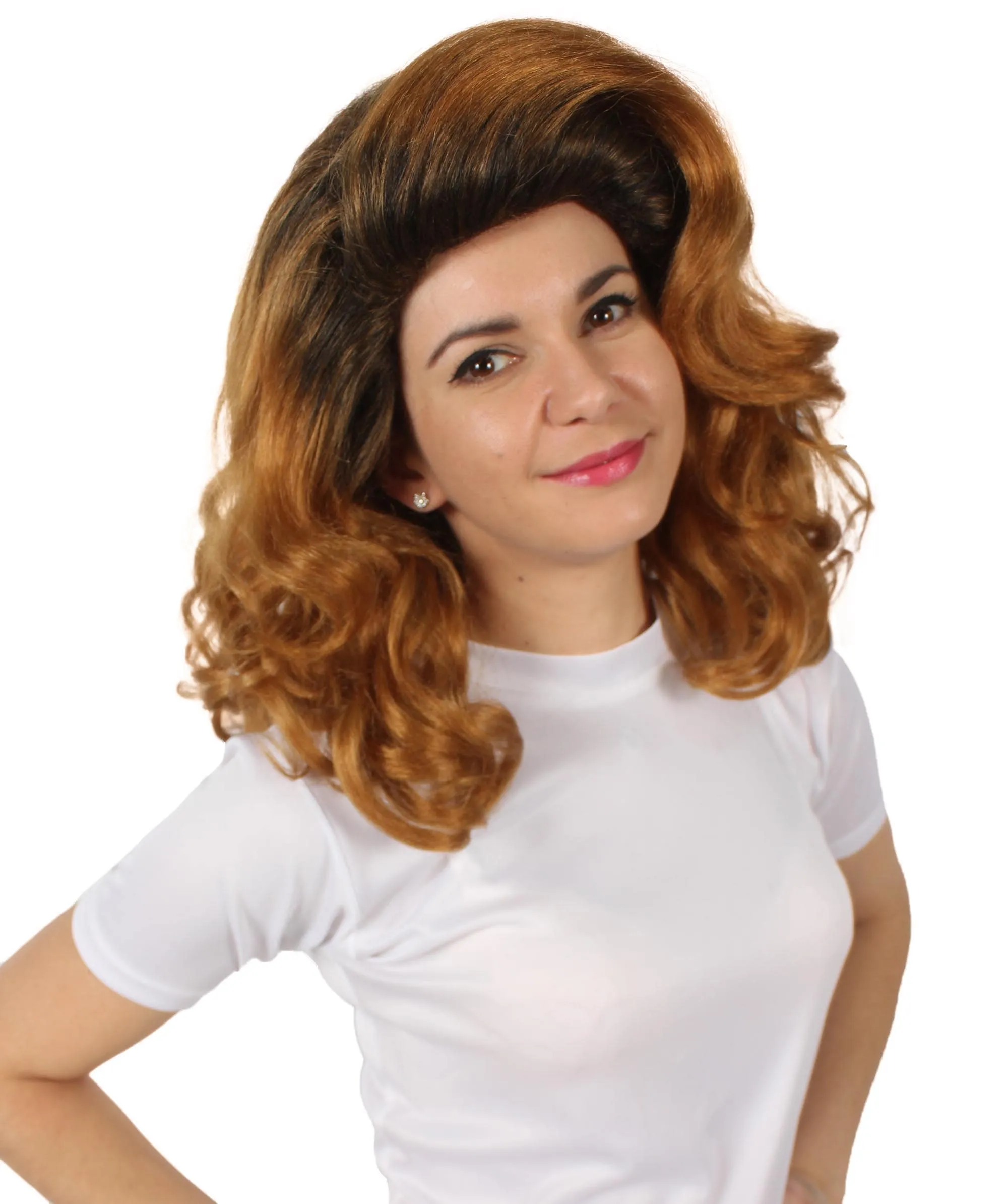 Adult Unisex Drag Race Retro Brown Wavy Miss America Wig