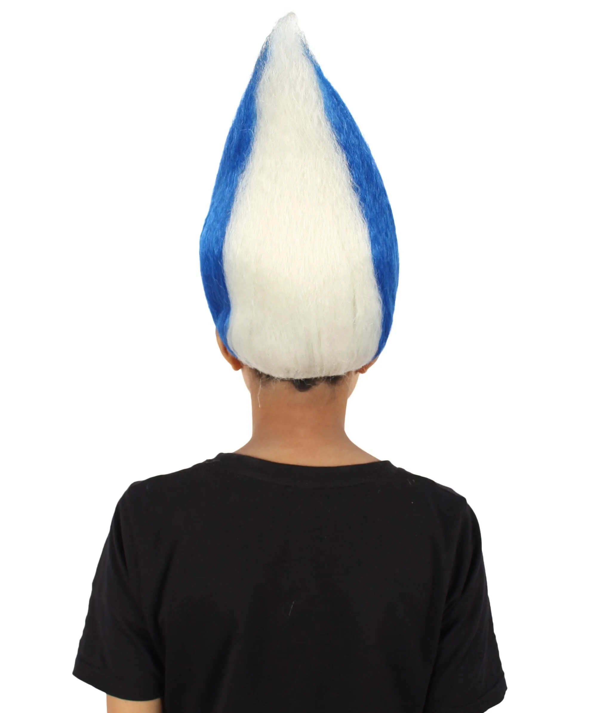 Adult Unisex Pointy Star Blue and White Troll Wig | Perfect for Halloween | Flame-retardant Synthetic Fiber