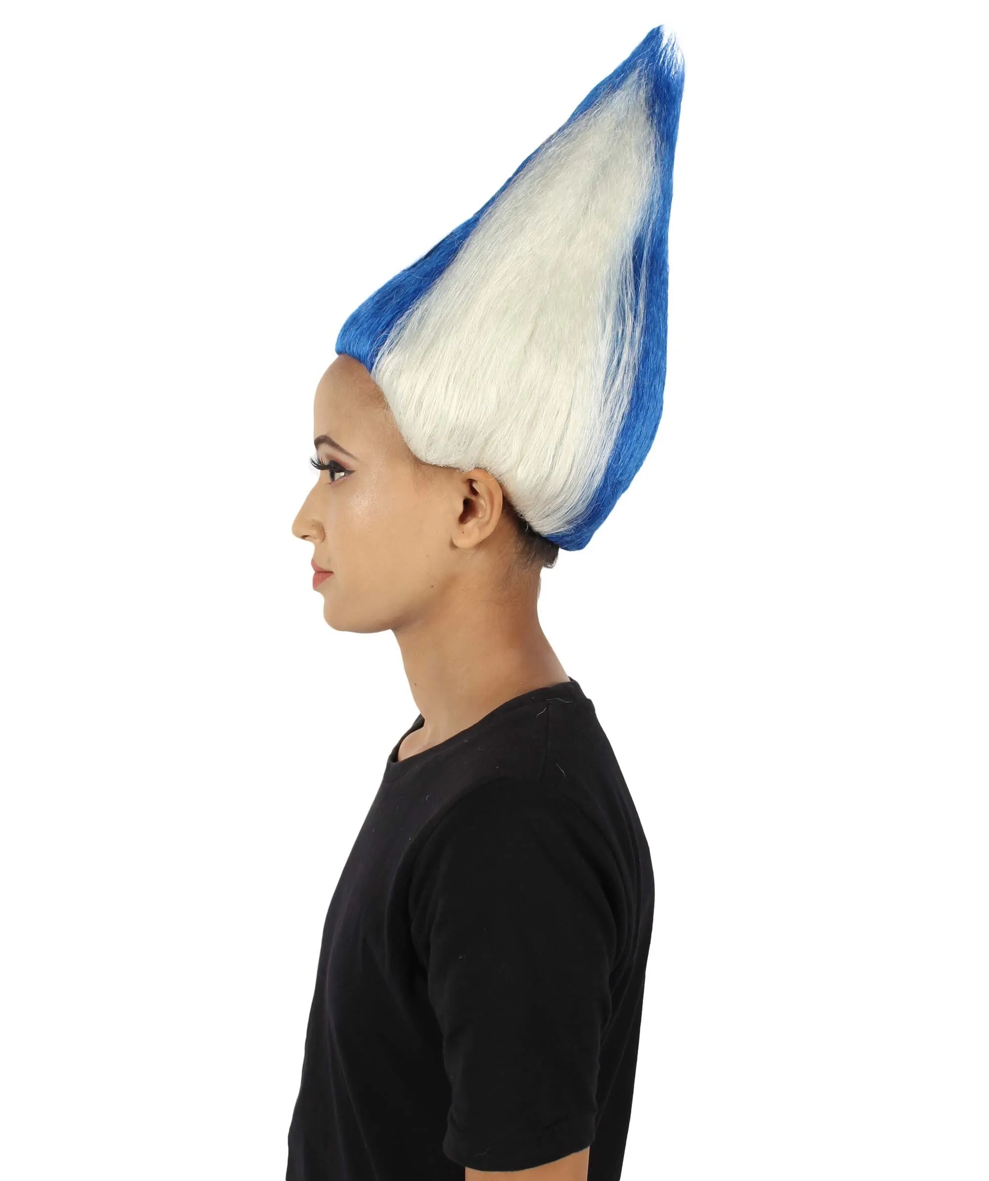 Adult Unisex Pointy Troll White and Blue Wig | Perfect for Halloween | Flame-retardant Synthetic Fiber