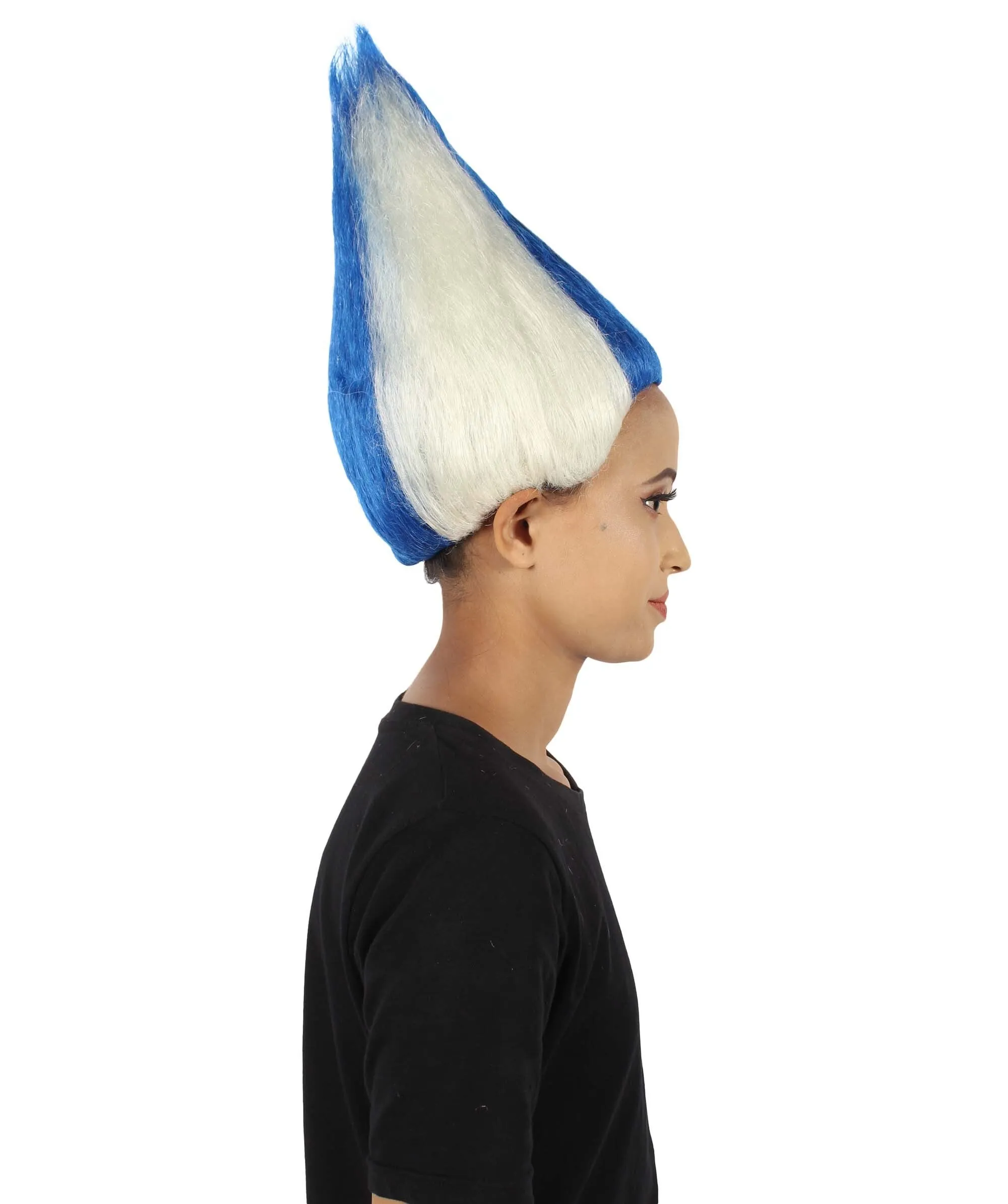 Adult Unisex Pointy Troll White and Blue Wig | Perfect for Halloween | Flame-retardant Synthetic Fiber