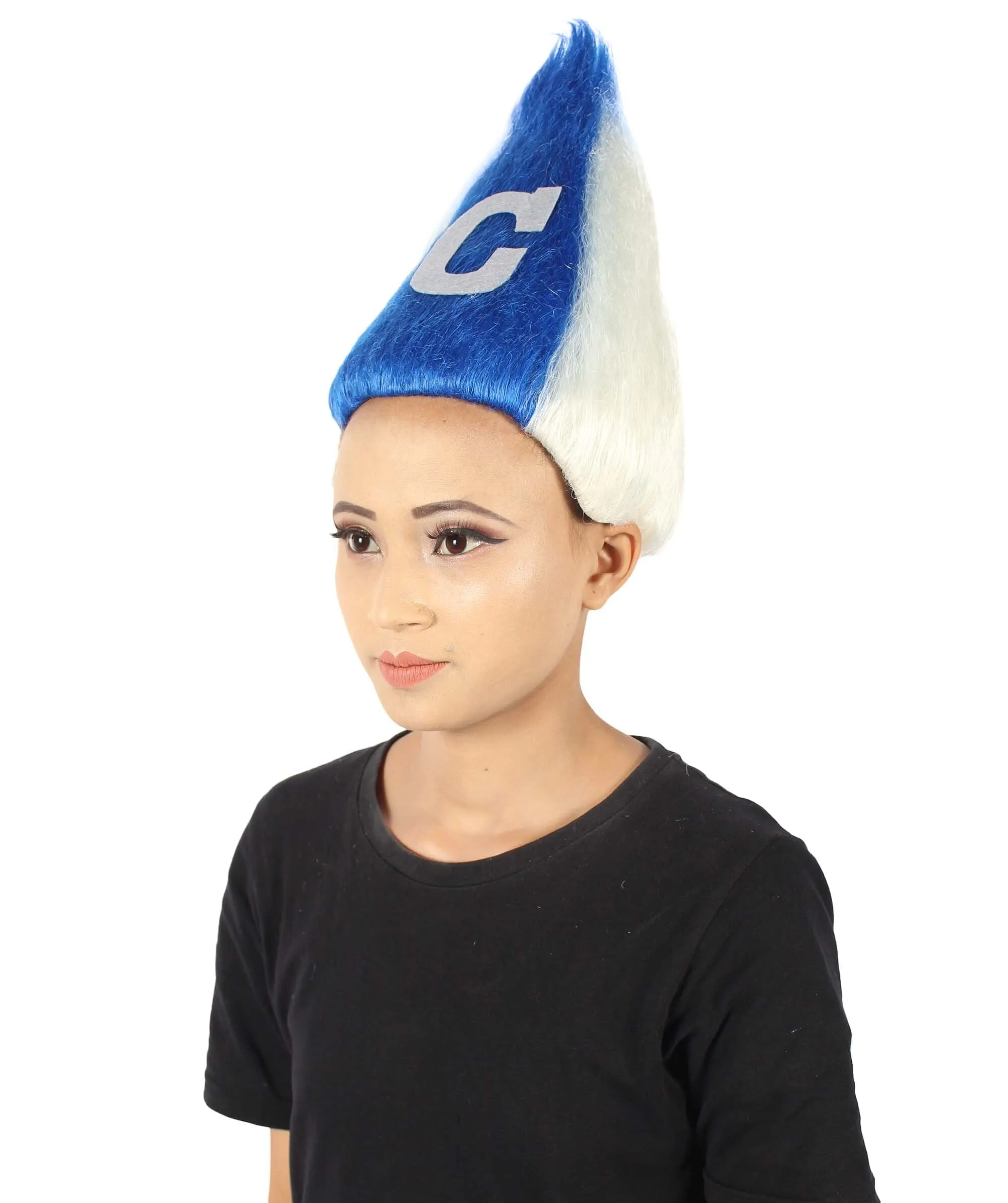 Adult Unisex Pointy Troll White and Blue Wig | Perfect for Halloween | Flame-retardant Synthetic Fiber
