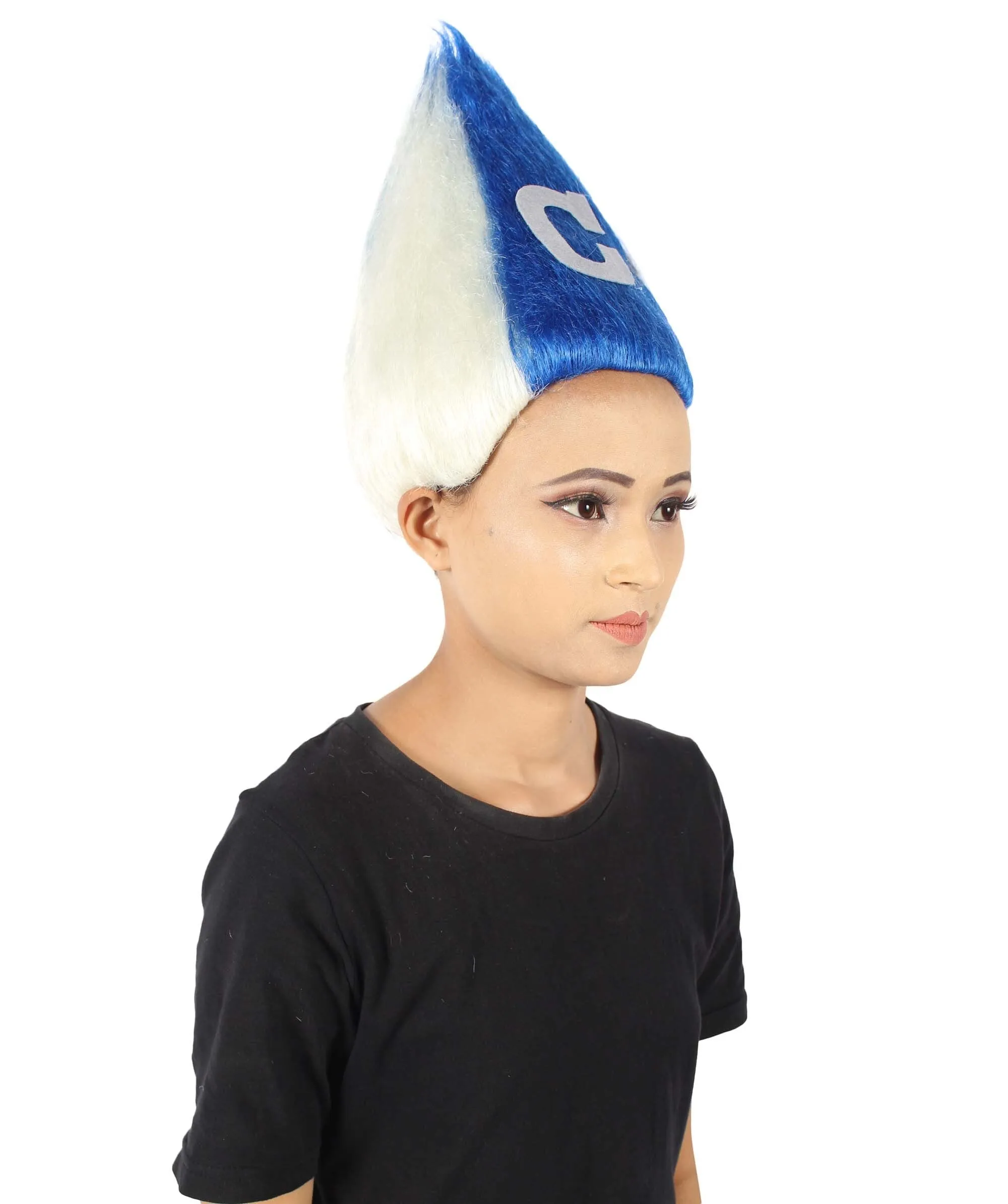 Adult Unisex Pointy Troll White and Blue Wig | Perfect for Halloween | Flame-retardant Synthetic Fiber