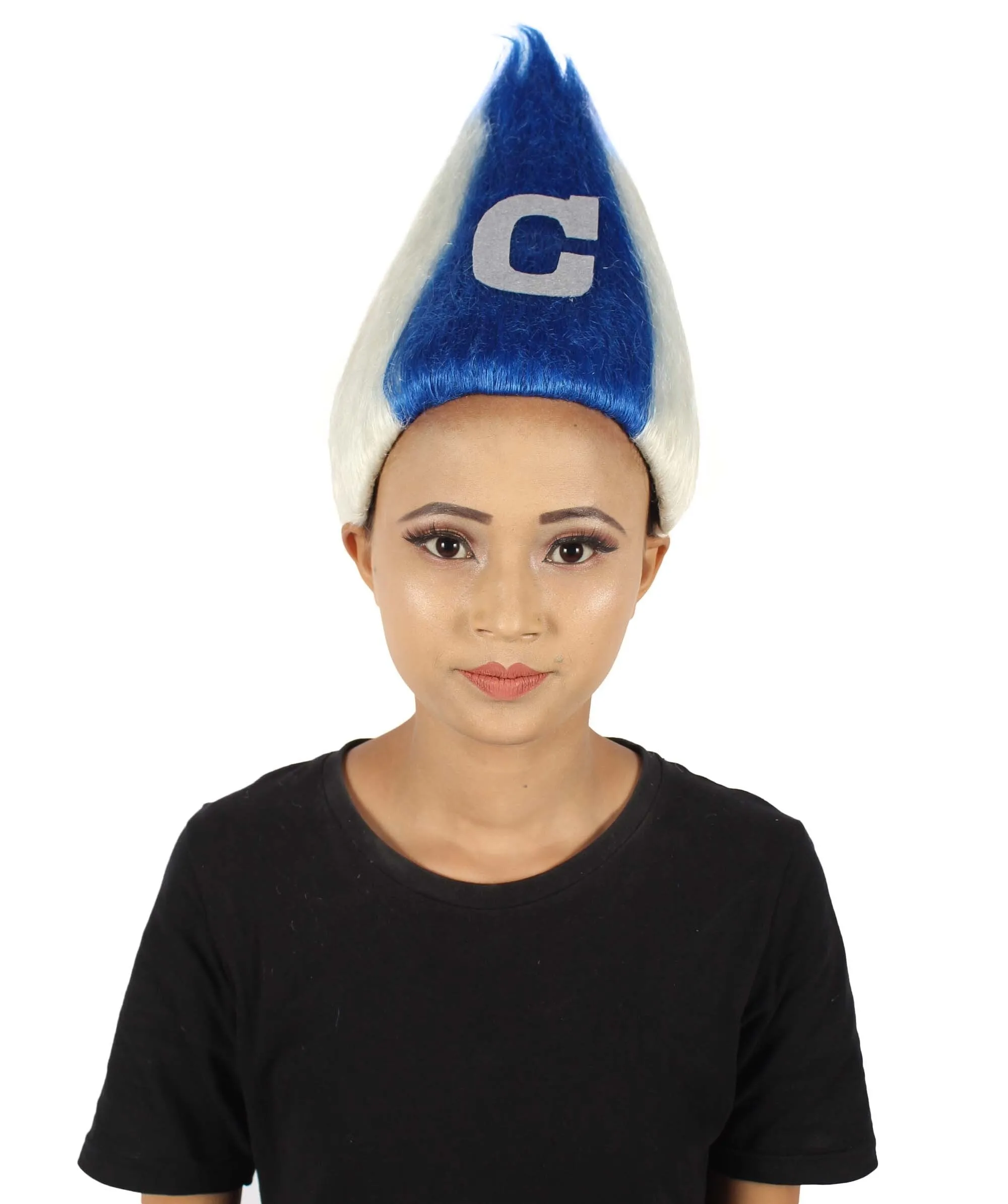 Adult Unisex Pointy Troll White and Blue Wig | Perfect for Halloween | Flame-retardant Synthetic Fiber