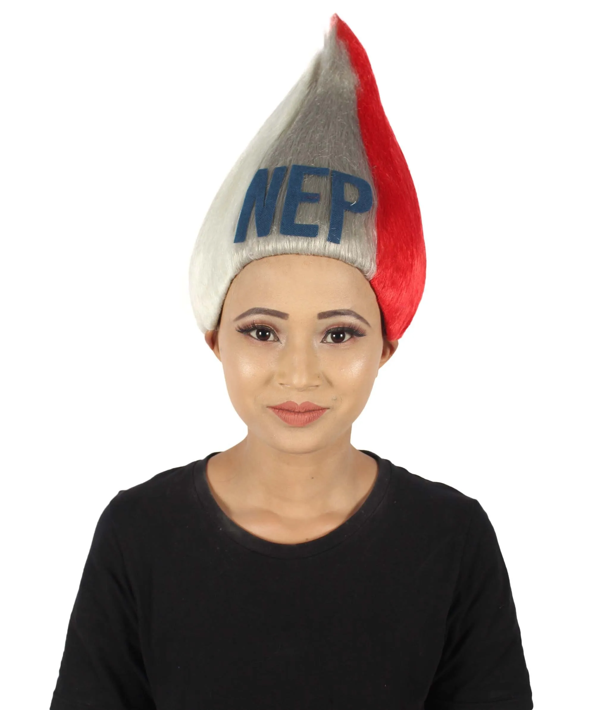 Adult Unisex Straight White and Red Troll Wig | Perfect for Halloween | Flame-retardant Synthetic Fiber