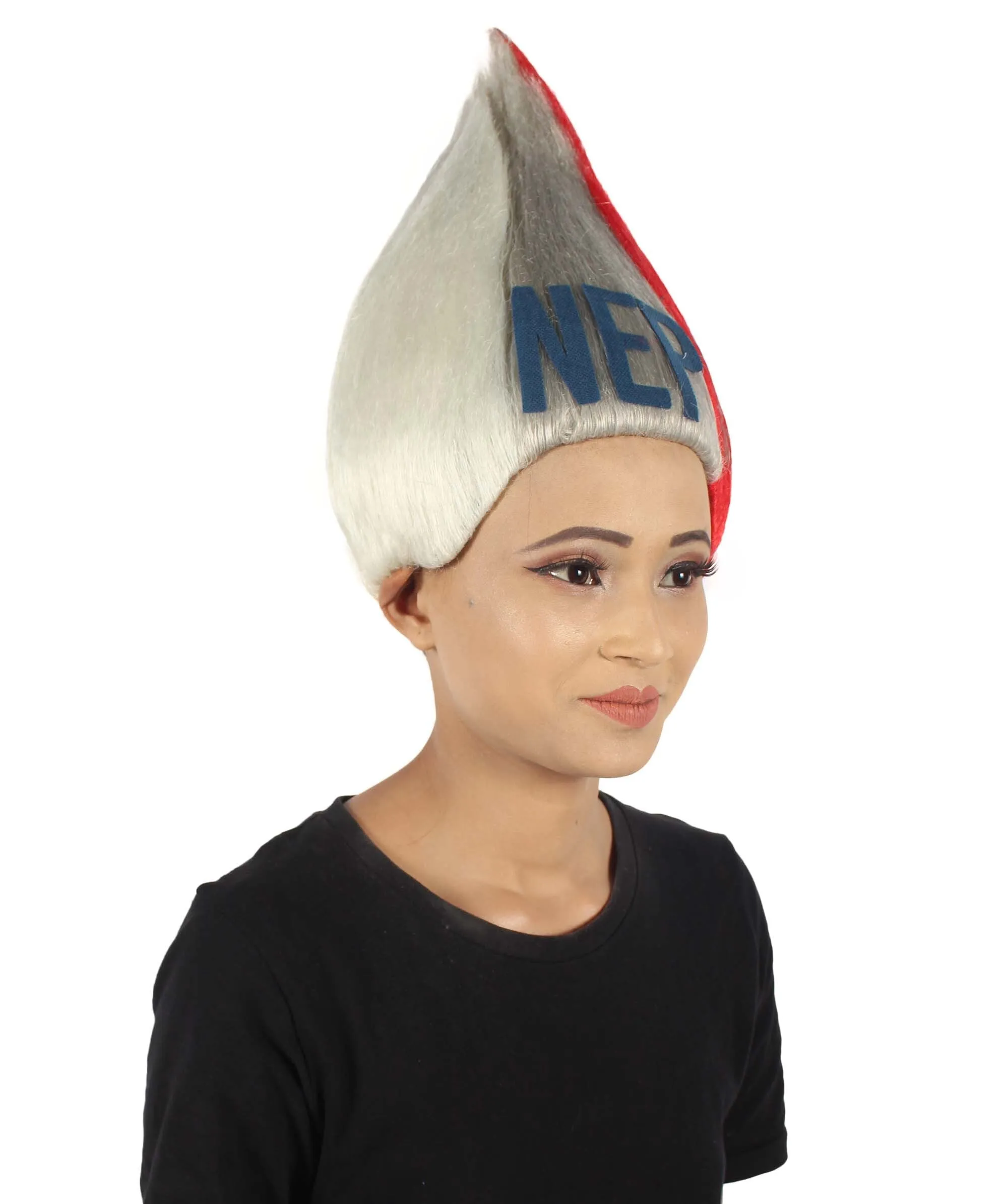 Adult Unisex Straight White and Red Troll Wig | Perfect for Halloween | Flame-retardant Synthetic Fiber