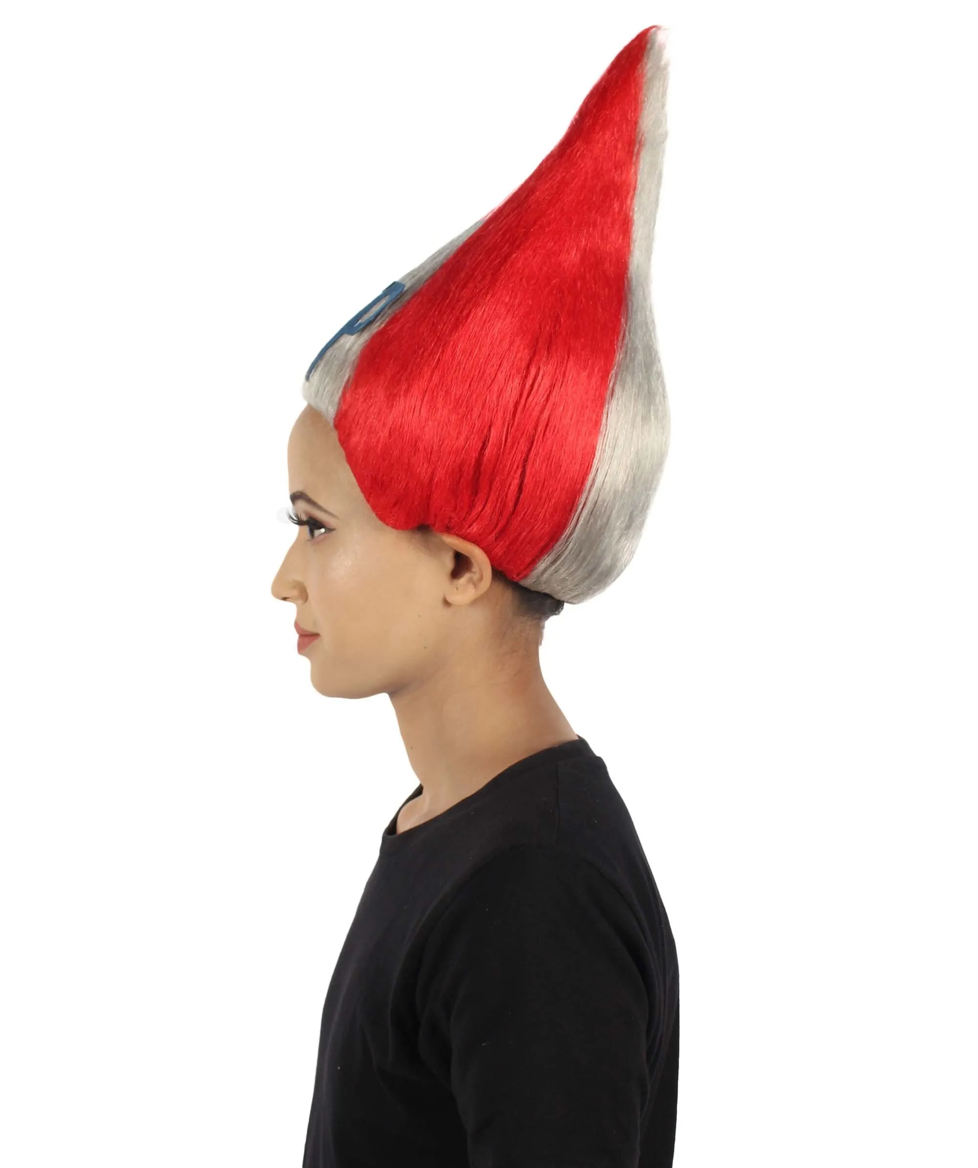 Adult Unisex Straight White and Red Troll Wig | Perfect for Halloween | Flame-retardant Synthetic Fiber