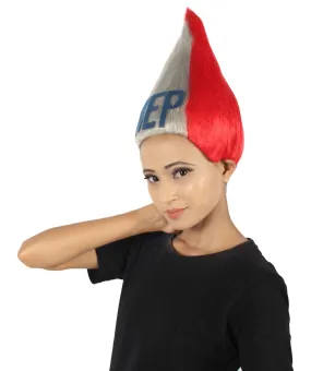 Adult Unisex Straight White and Red Troll Wig | Perfect for Halloween | Flame-retardant Synthetic Fiber