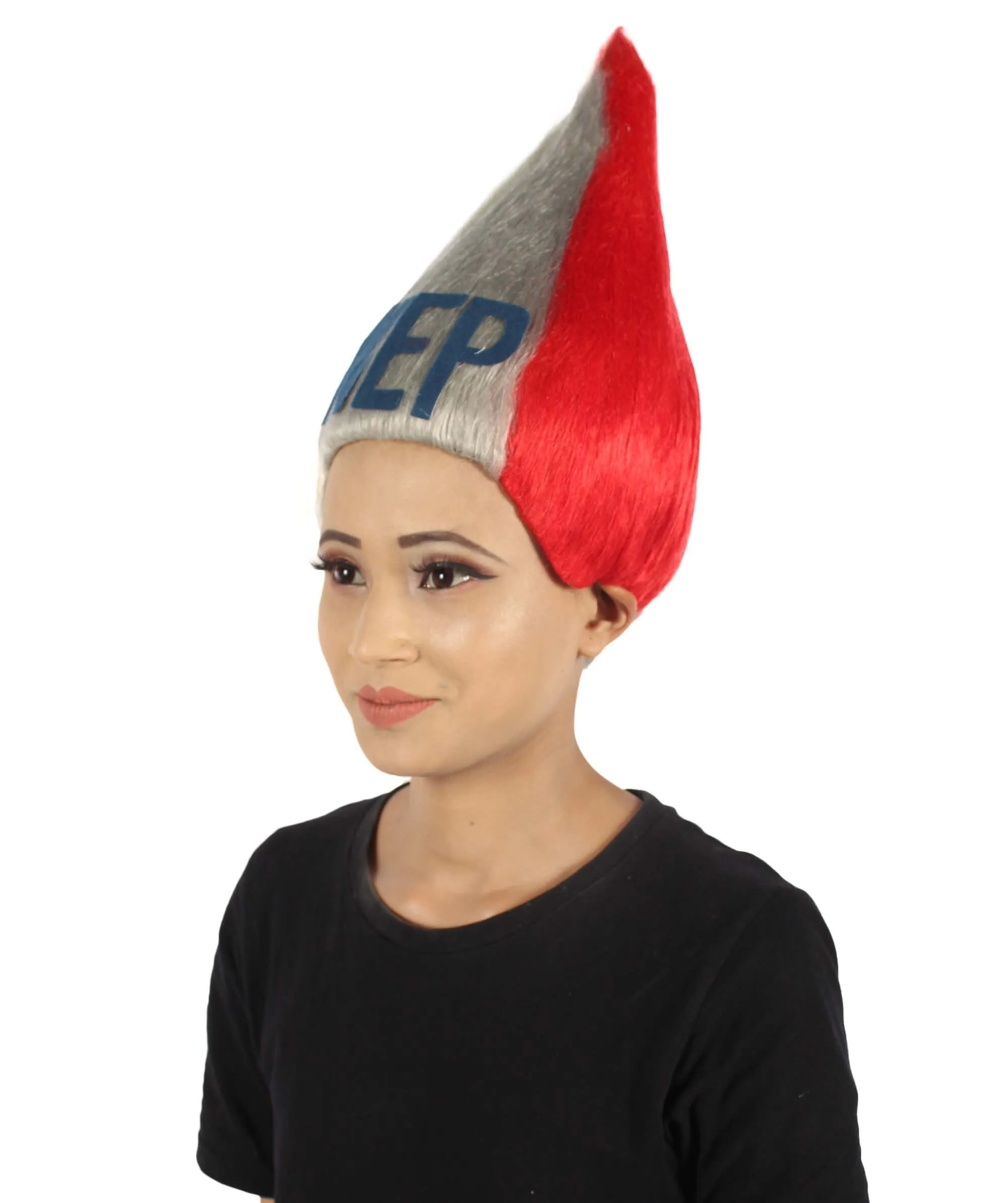 Adult Unisex Straight White and Red Troll Wig | Perfect for Halloween | Flame-retardant Synthetic Fiber