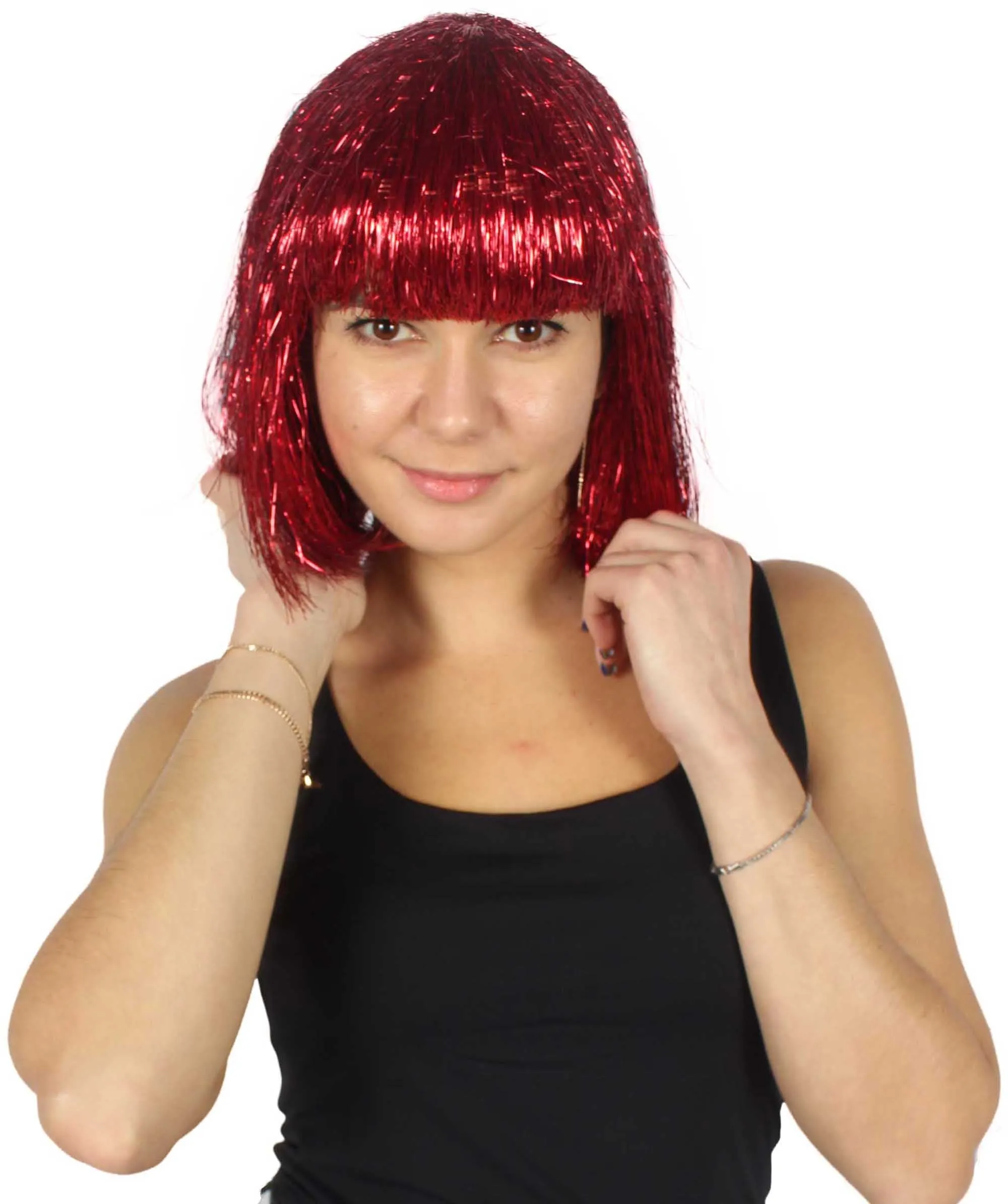 Adult Women Tinsel Bob Wig Collection, Multiple Color Options.