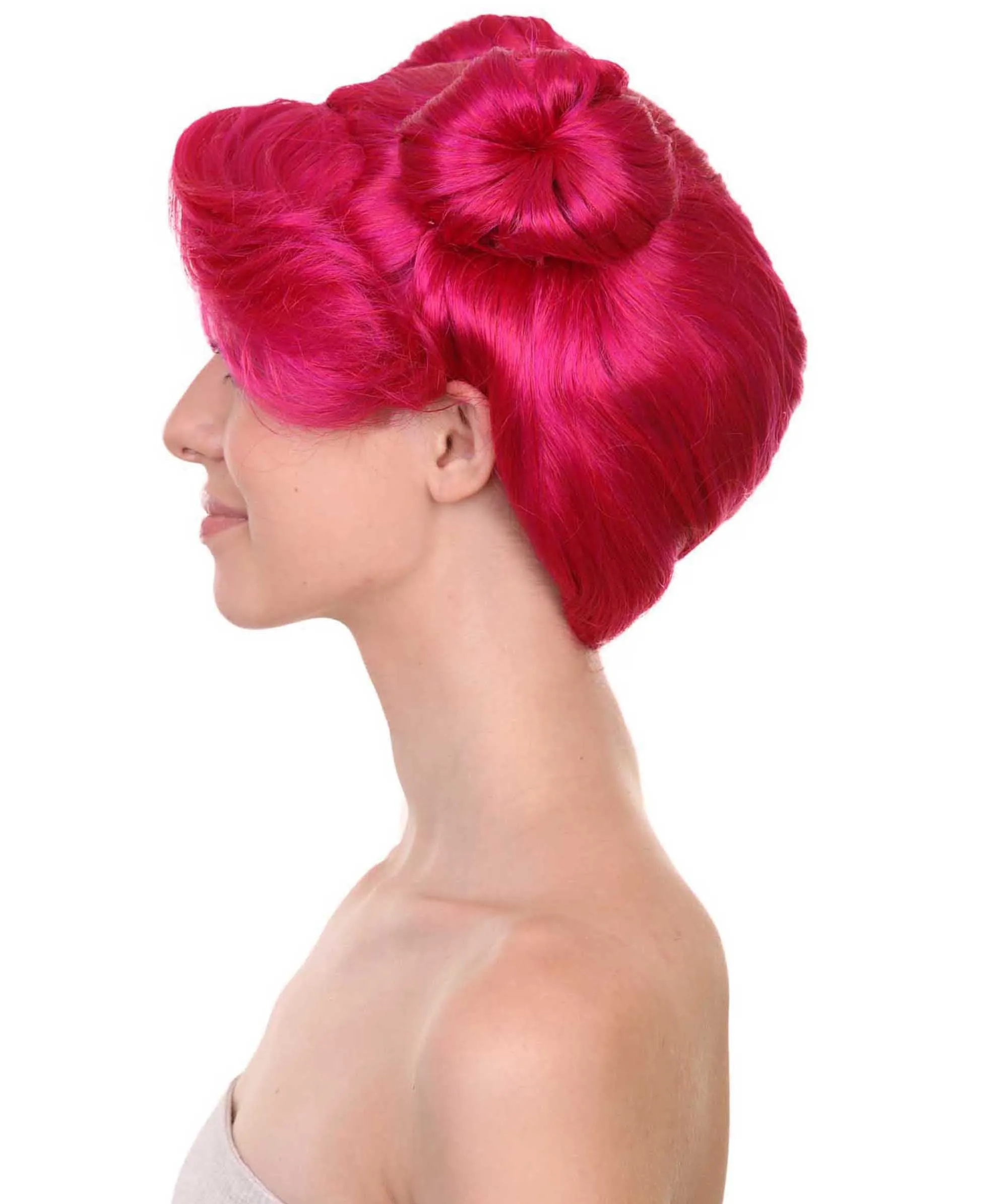 Adult Women's 10" Short Length Double Bun Halloween Animated Winnie Costume Wig, Synthetic Soft Fiber Hair | HPO