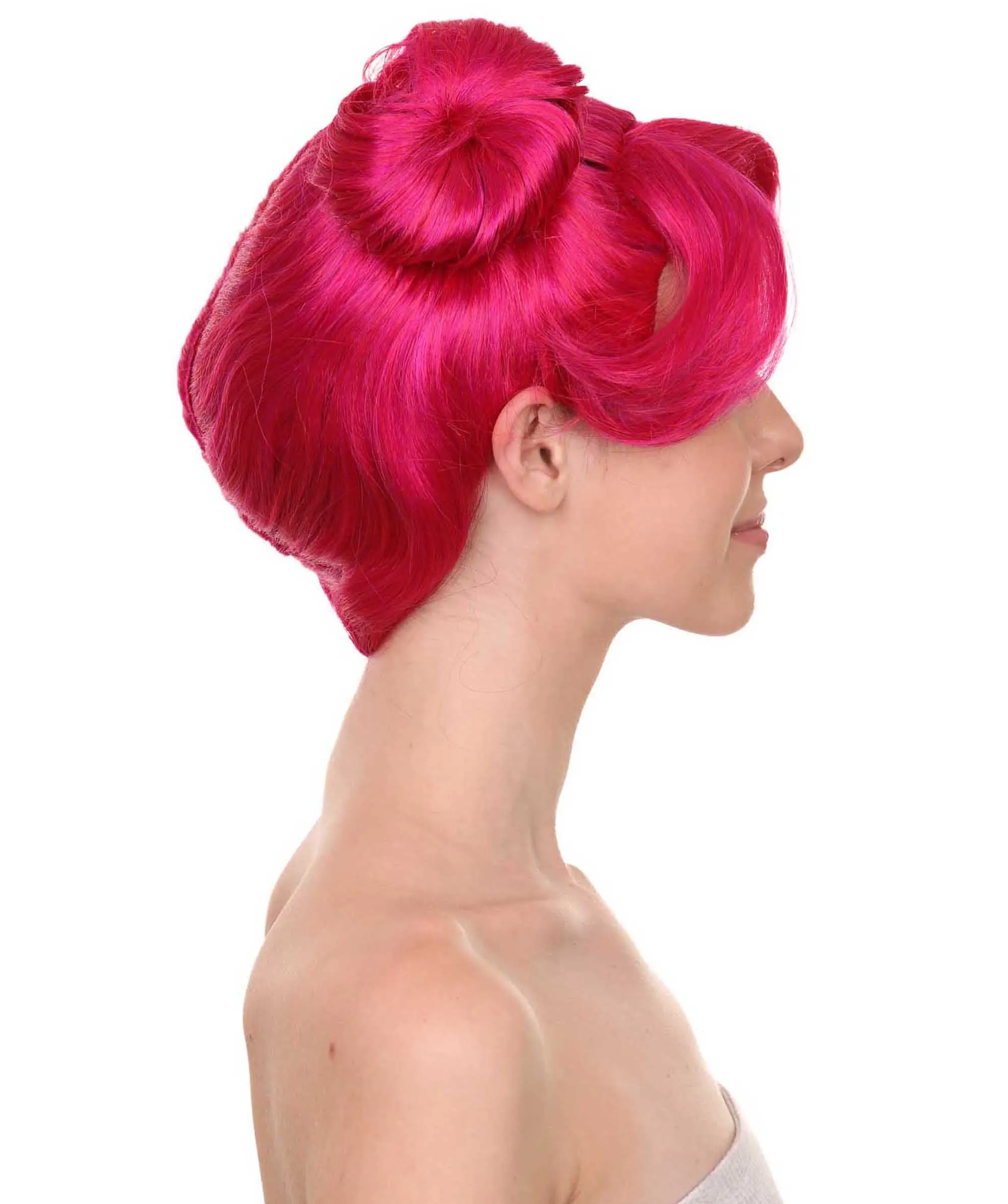 Adult Women's 10" Short Length Double Bun Halloween Animated Winnie Costume Wig, Synthetic Soft Fiber Hair | HPO