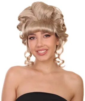 Adult Women's 11.5" Medium Length Curled Curly Halloween Cosplay Party Updo Bouffant 'do Lady Costume Wig, Synthetic Soft Fiber Hair,  | HPO