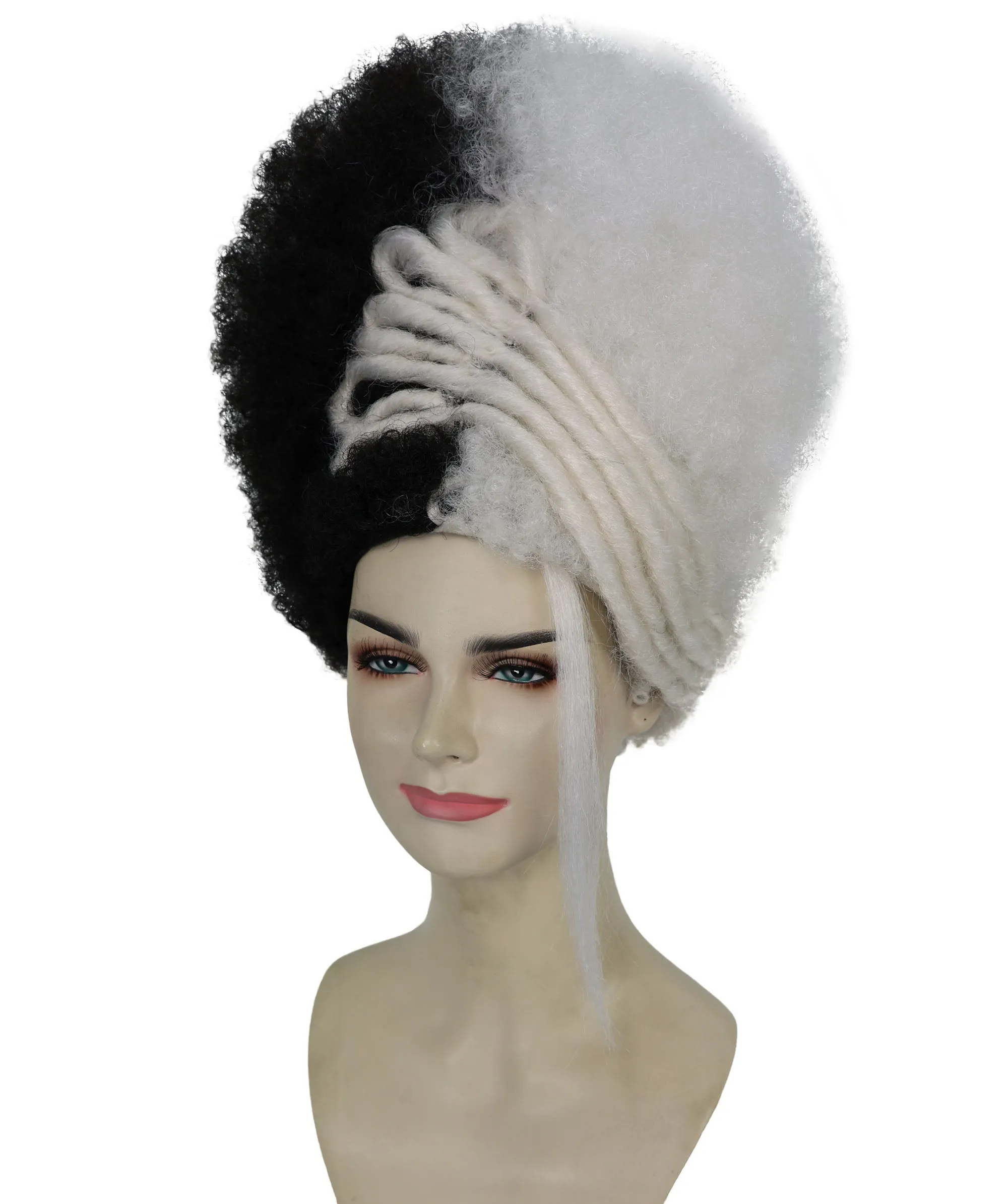 Adult Women's 16" Inch Medium Length Halloween Cosplay Afro Puff Good as Hell Goddess Costume Multiple Wig, Synthetic Fiber Hair with Braids, | HPO
