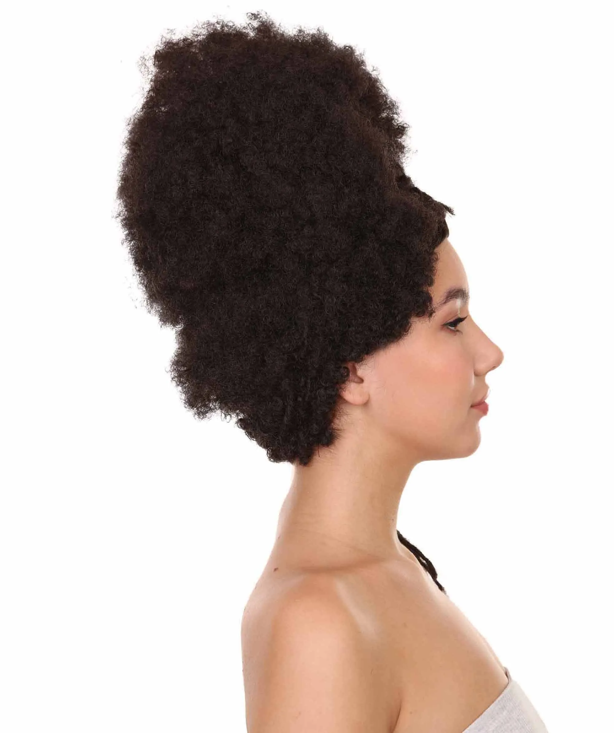 Adult Women's 16" Inch Medium Length Halloween Cosplay Afro Puff Good as Hell Goddess Costume Multiple Wig, Synthetic Fiber Hair with Braids, | HPO