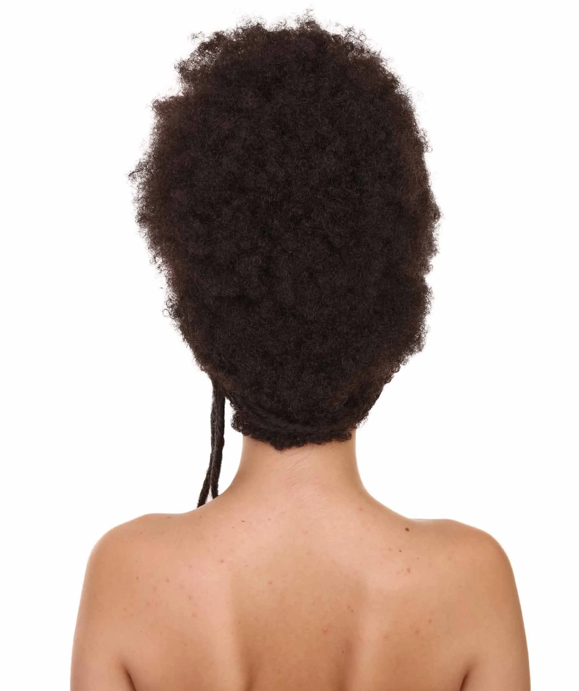 Adult Women's 16" Inch Medium Length Halloween Cosplay Afro Puff Good as Hell Goddess Costume Multiple Wig, Synthetic Fiber Hair with Braids, | HPO