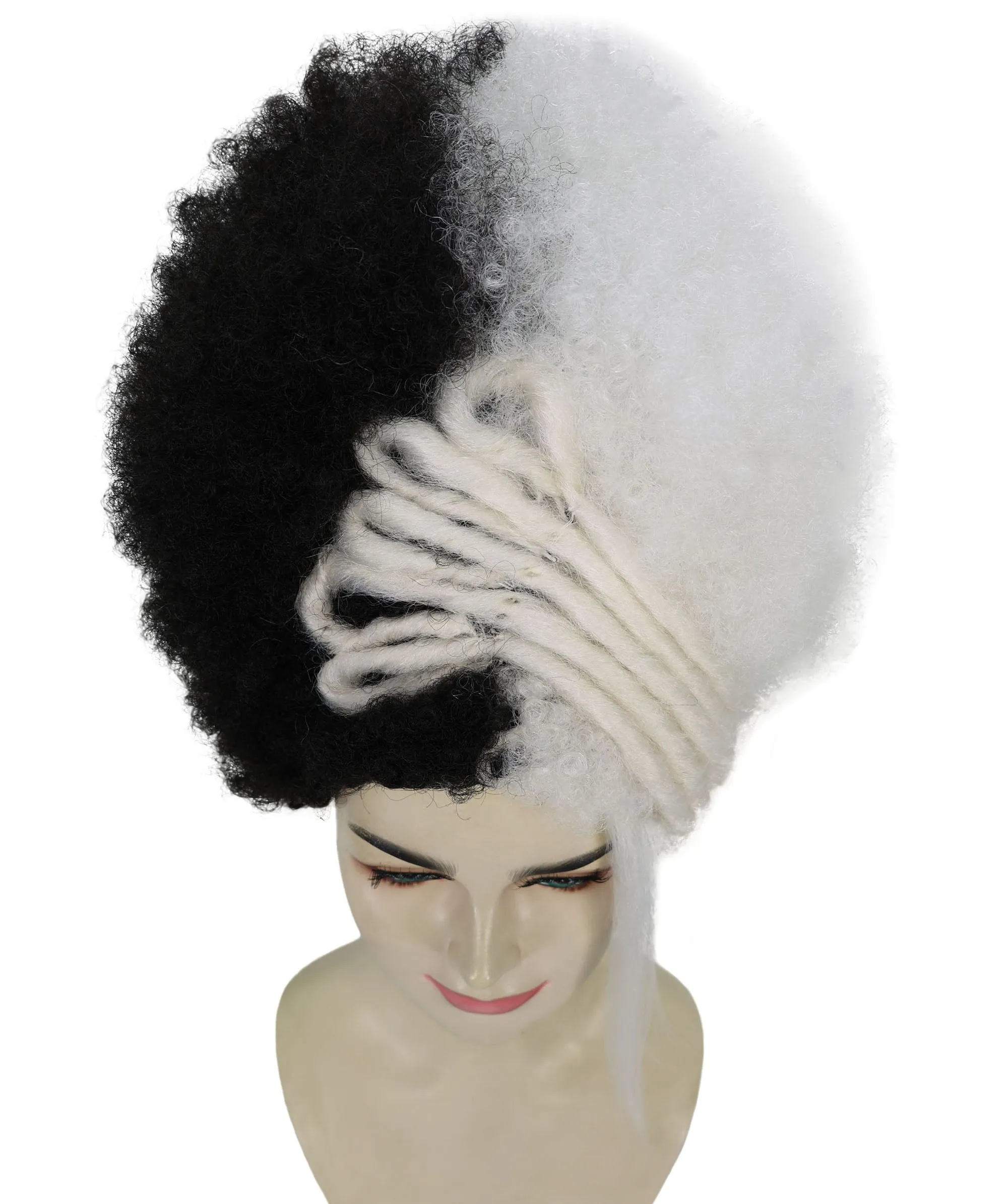 Adult Women's 16" Inch Medium Length Halloween Cosplay Afro Puff Good as Hell Goddess Costume Multiple Wig, Synthetic Fiber Hair with Braids, | HPO
