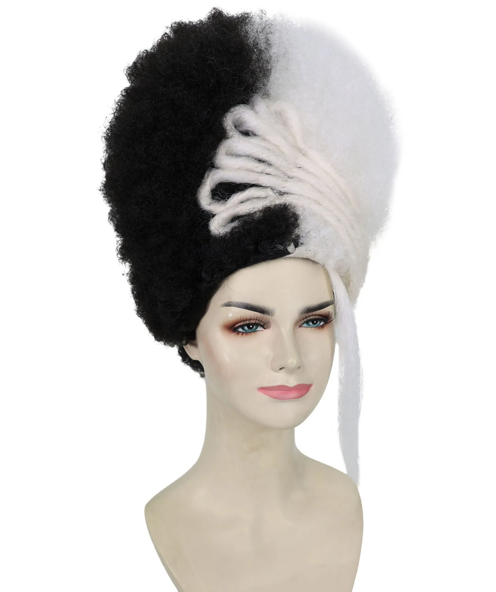 Adult Women's 16" Inch Medium Length Halloween Cosplay Afro Puff Good as Hell Goddess Costume Multiple Wig, Synthetic Fiber Hair with Braids, | HPO