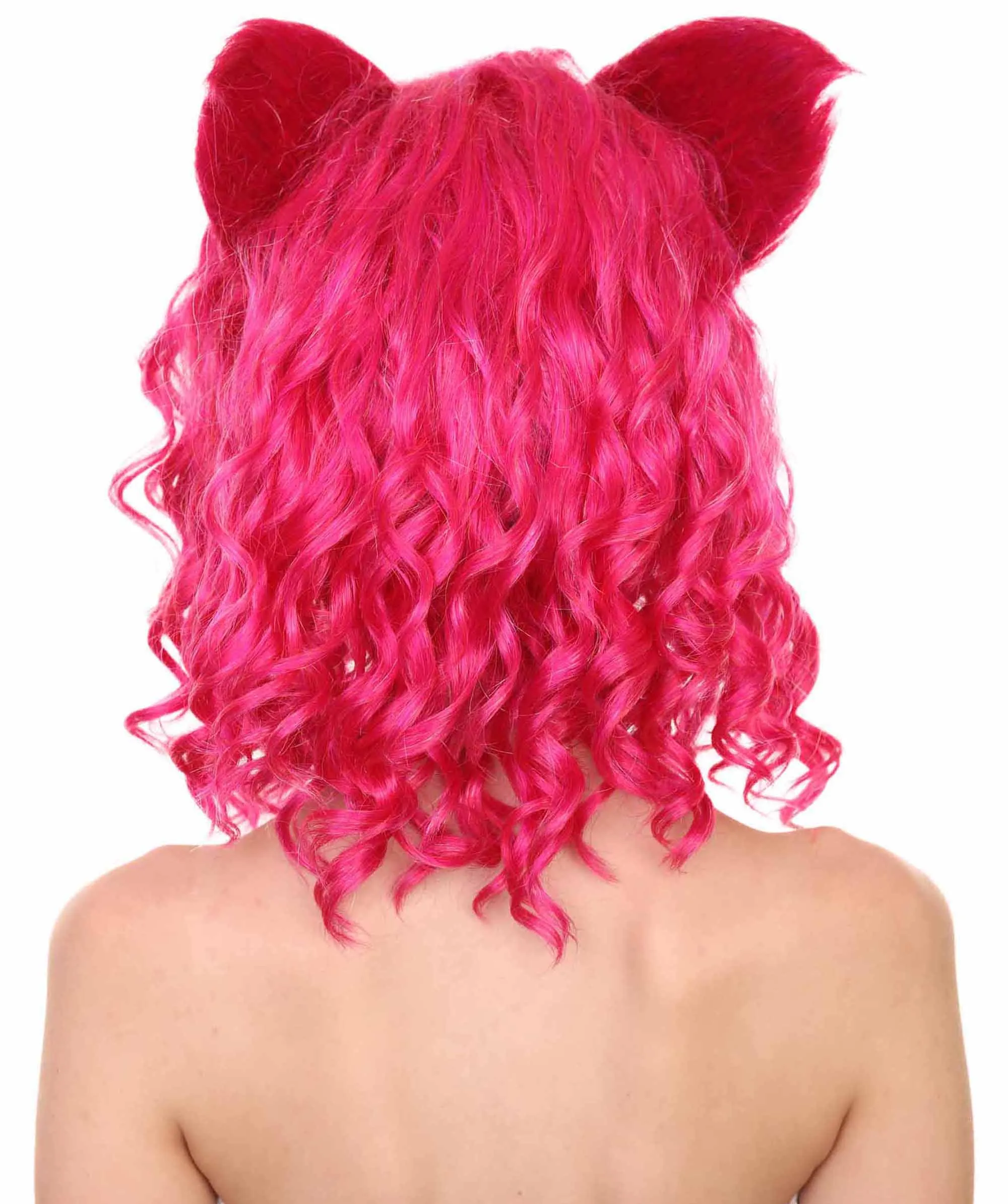 Adult Women's 16" Inch Medium Length Wavy Pretty Doll Wig | Synthetic Soft Fiber Hair with Cat Ears | HPO