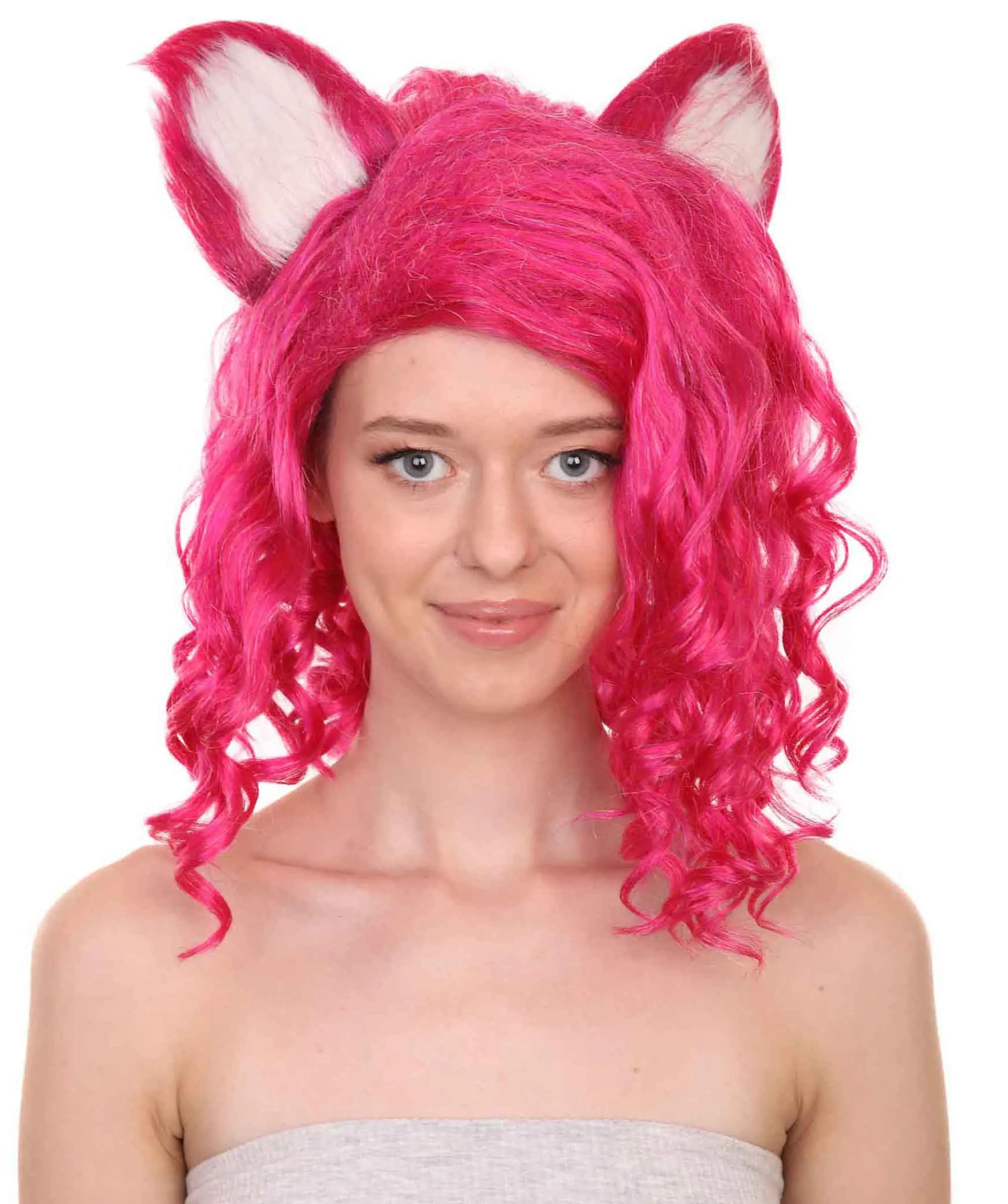 Adult Women's 16" Inch Medium Length Wavy Pretty Doll Wig | Synthetic Soft Fiber Hair with Cat Ears | HPO