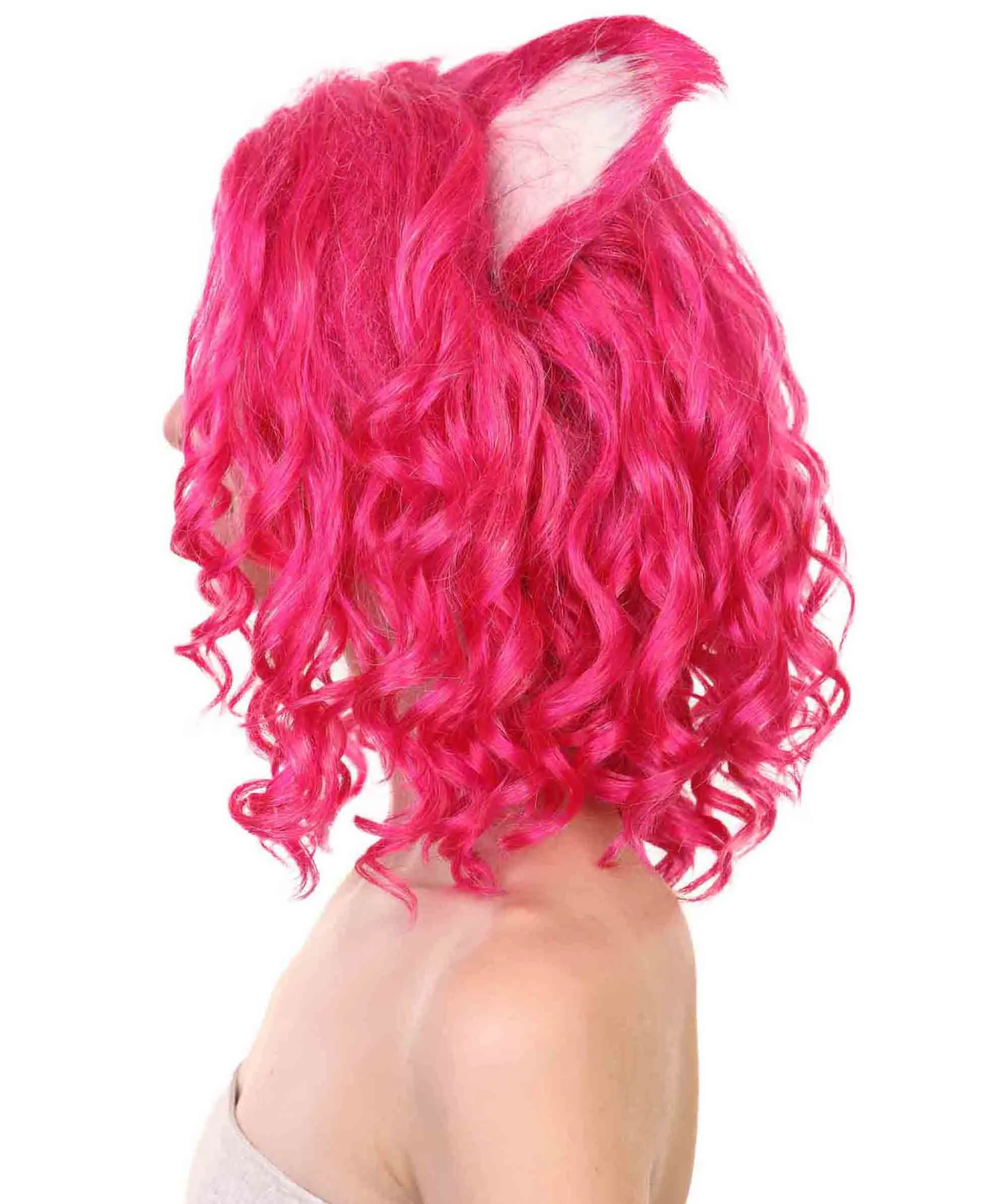 Adult Women's 16" Inch Medium Length Wavy Pretty Doll Wig | Synthetic Soft Fiber Hair with Cat Ears | HPO