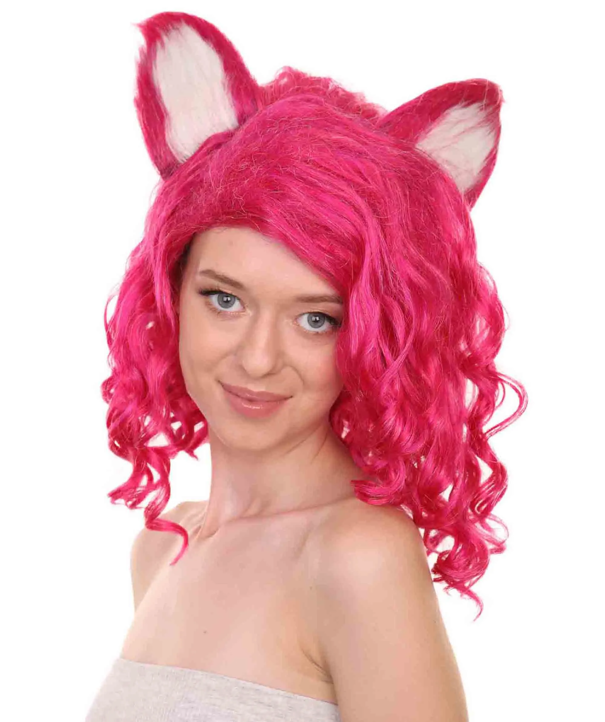 Adult Women's 16" Inch Medium Length Wavy Pretty Doll Wig | Synthetic Soft Fiber Hair with Cat Ears | HPO