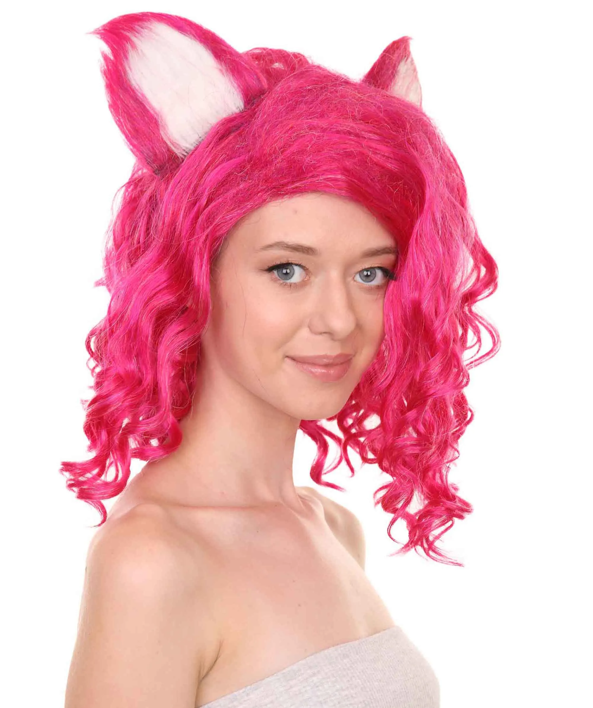 Adult Women's 16" Inch Medium Length Wavy Pretty Doll Wig | Synthetic Soft Fiber Hair with Cat Ears | HPO