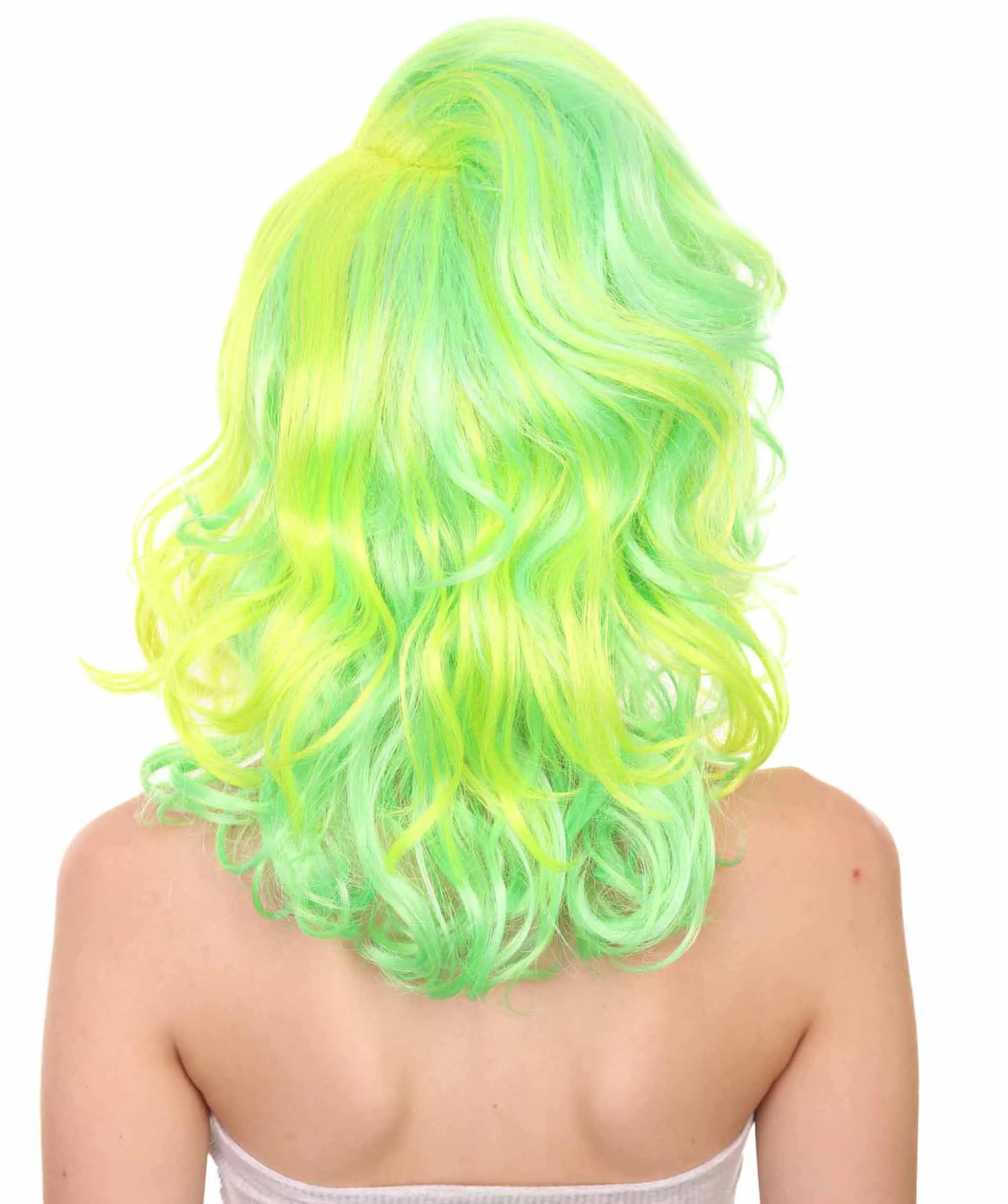 Adult Women's 17" Medium Length Wavy Halloween Cosplay American Singing Personality Costume Wig, Synthetic Soft Fiber Hair, Perfect for Holidays and Parties | HPO