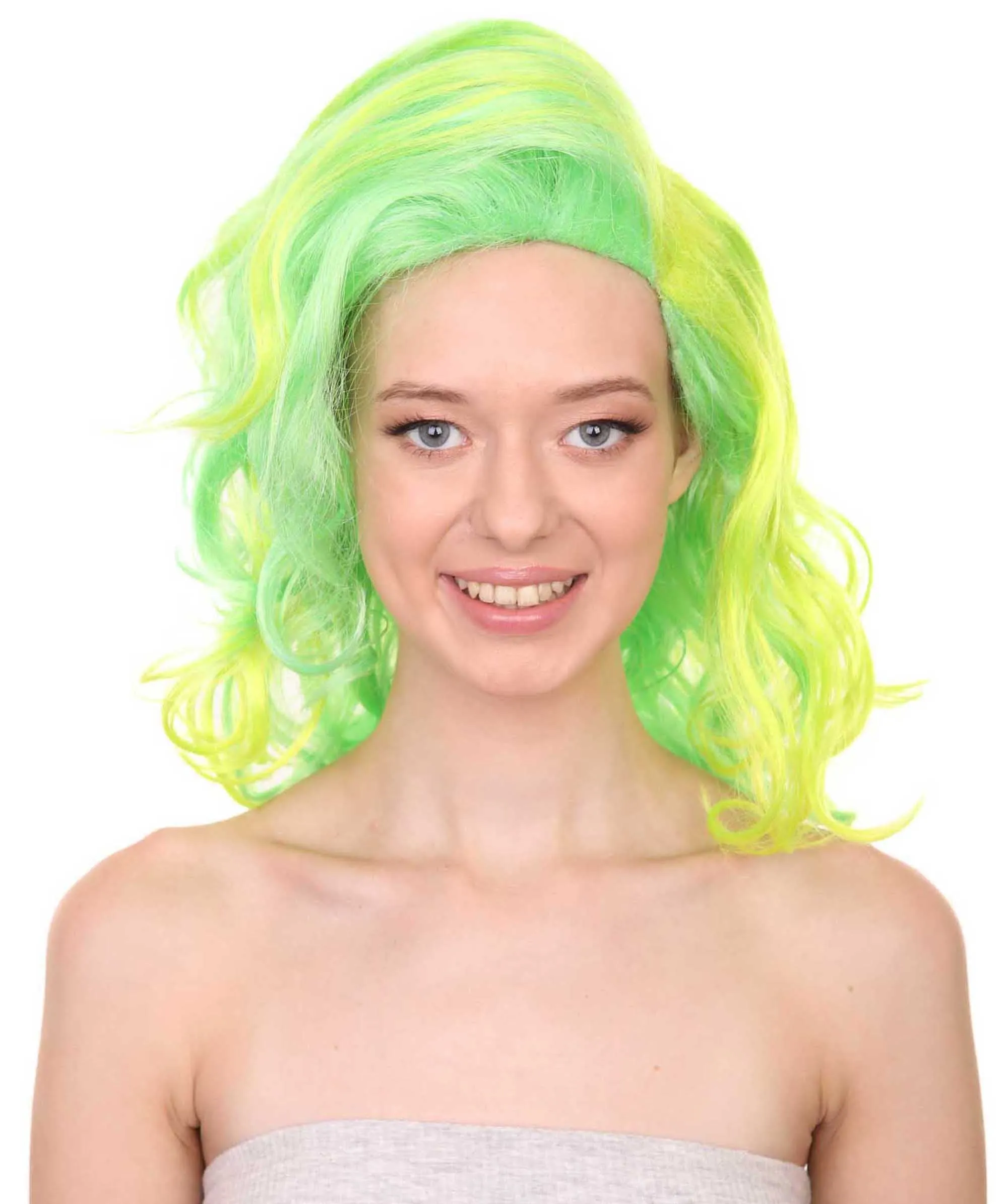 Adult Women's 17" Medium Length Wavy Halloween Cosplay American Singing Personality Costume Wig, Synthetic Soft Fiber Hair, Perfect for Holidays and Parties | HPO