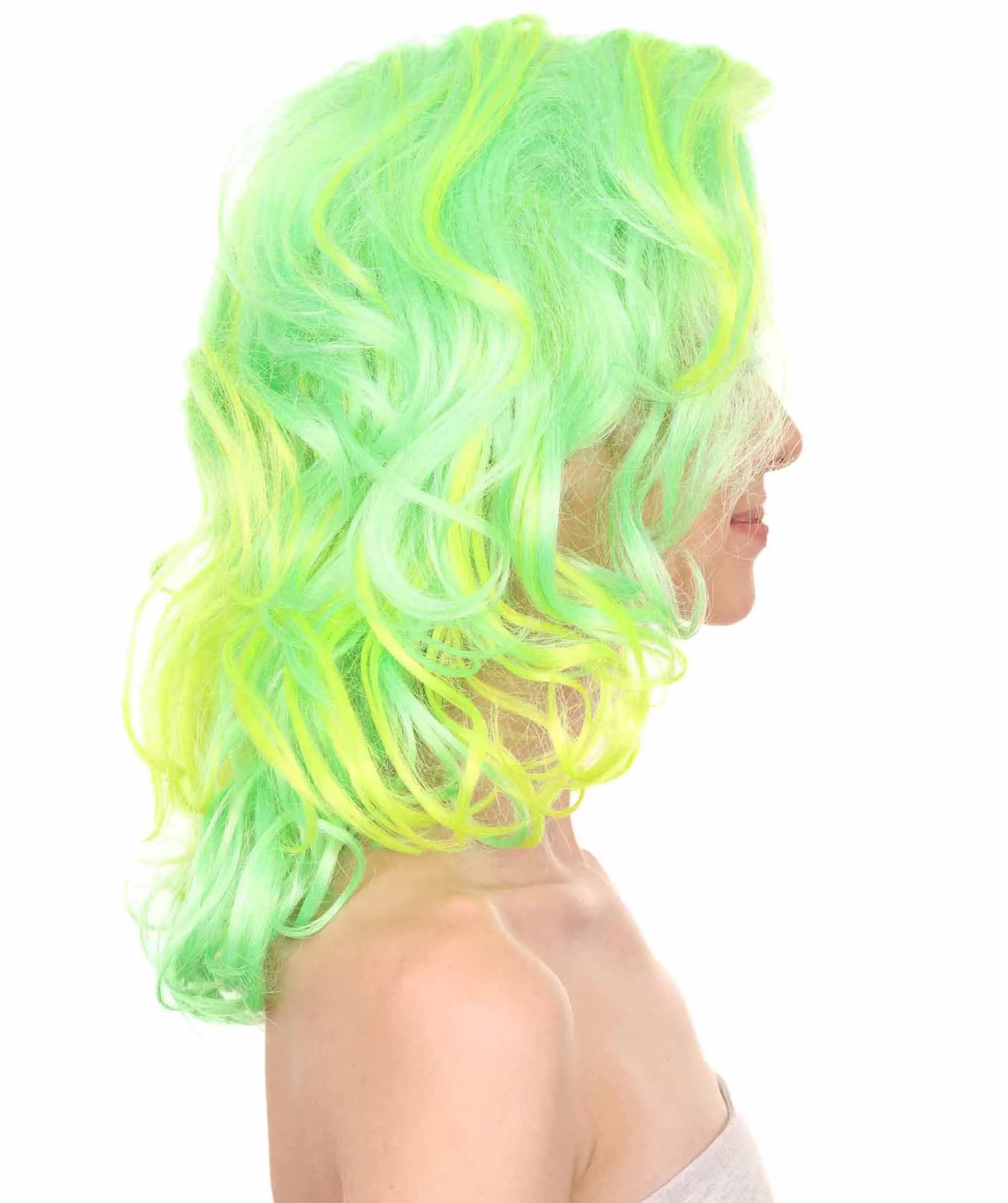 Adult Women's 17" Medium Length Wavy Halloween Cosplay American Singing Personality Costume Wig, Synthetic Soft Fiber Hair, Perfect for Holidays and Parties | HPO