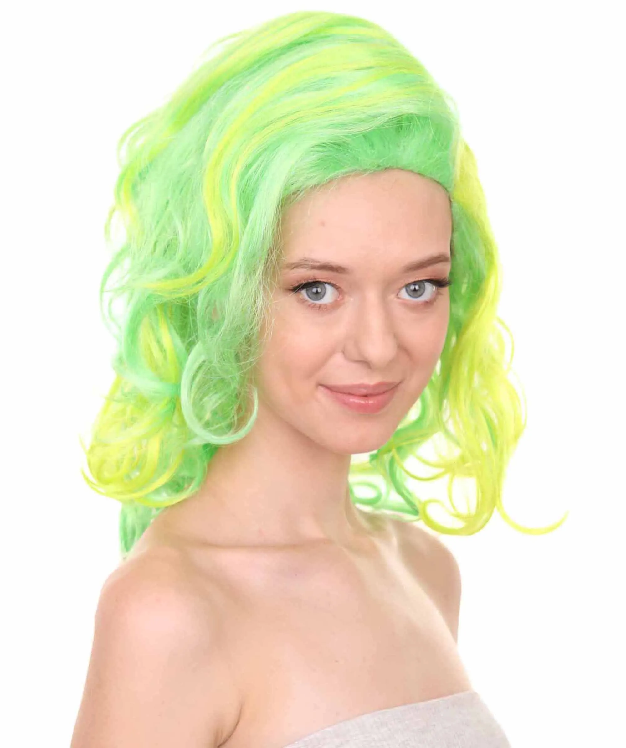 Adult Women's 17" Medium Length Wavy Halloween Cosplay American Singing Personality Costume Wig, Synthetic Soft Fiber Hair, Perfect for Holidays and Parties | HPO