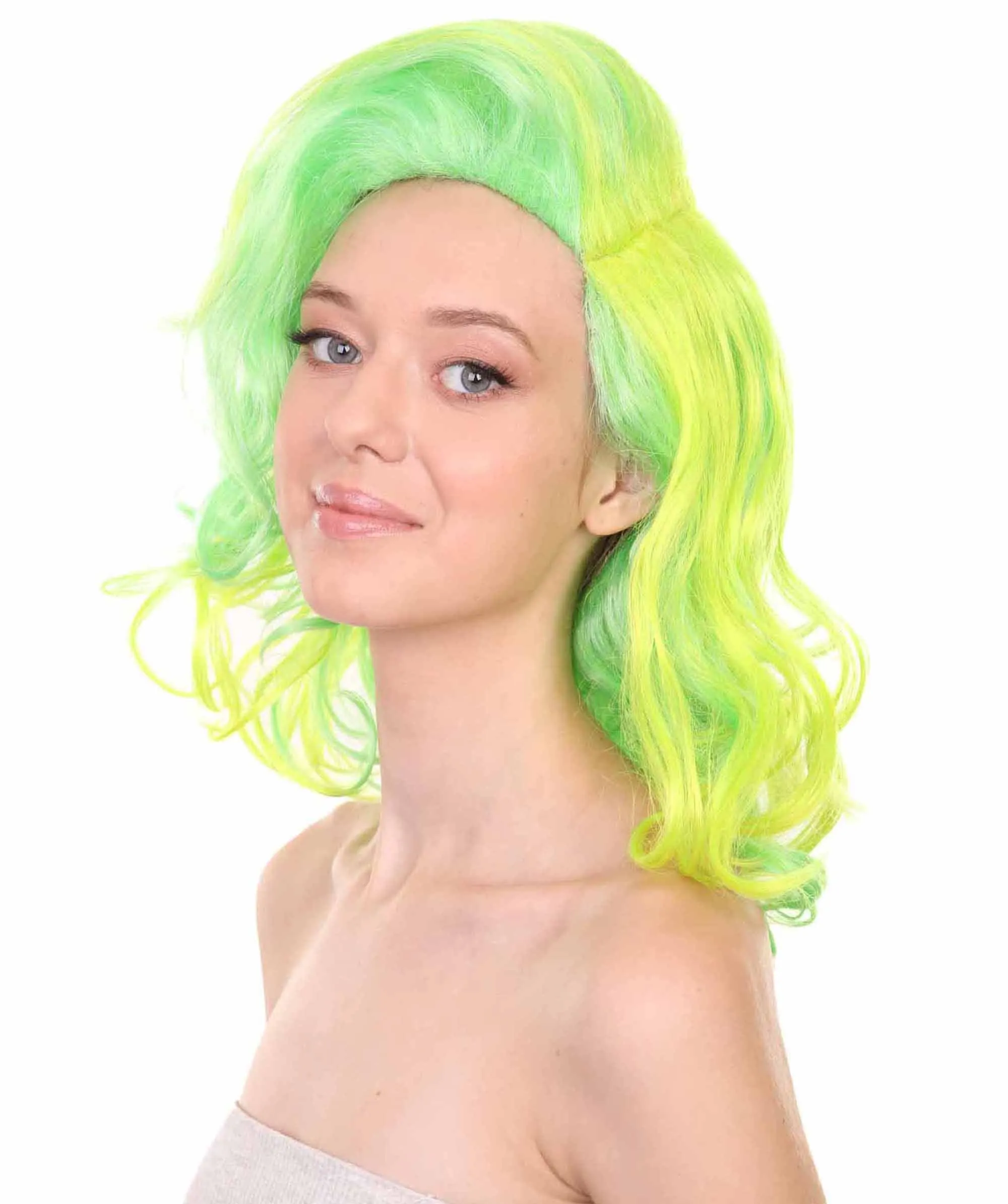 Adult Women's 17" Medium Length Wavy Halloween Cosplay American Singing Personality Costume Wig, Synthetic Soft Fiber Hair, Perfect for Holidays and Parties | HPO
