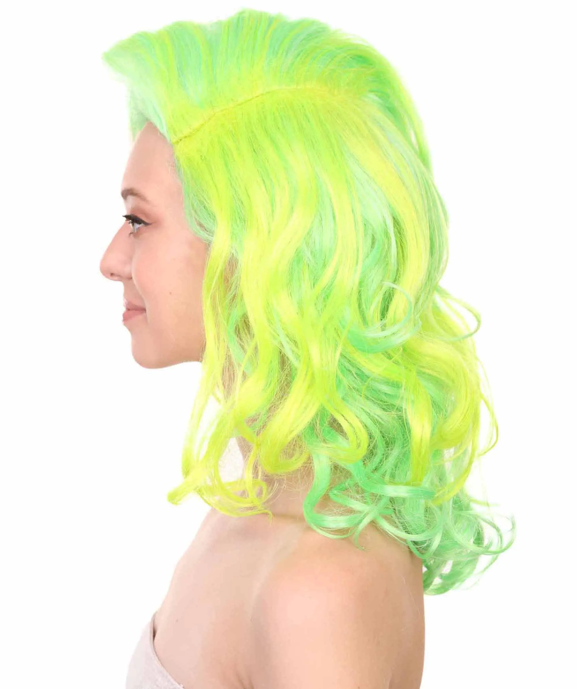 Adult Women's 17" Medium Length Wavy Halloween Cosplay American Singing Personality Costume Wig, Synthetic Soft Fiber Hair, Perfect for Holidays and Parties | HPO