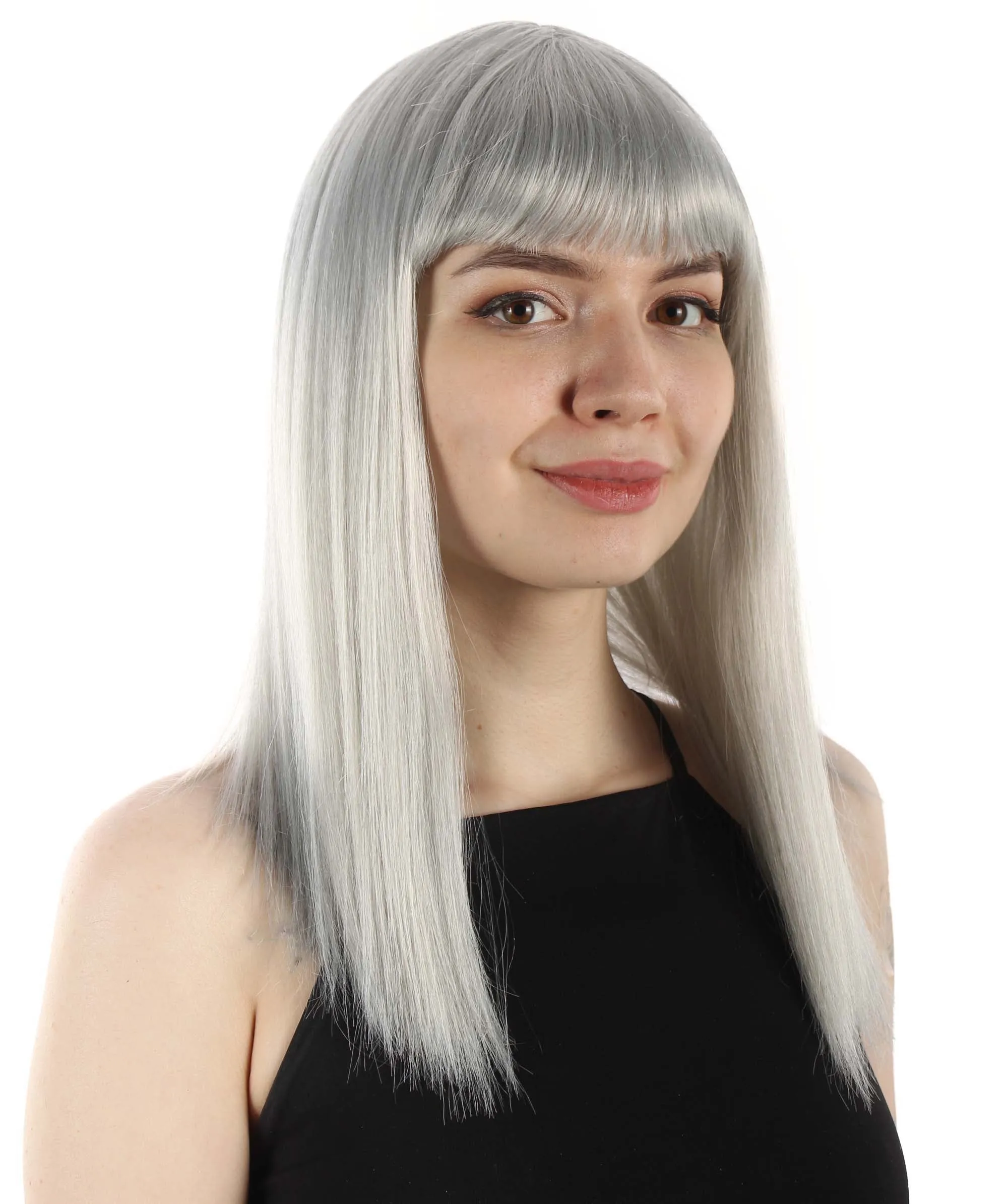 Adult Women's 18" Inch Silky Medium Straight Length Diva Wig, Multiple Color Synthetic Hair with Bangs | HPO
