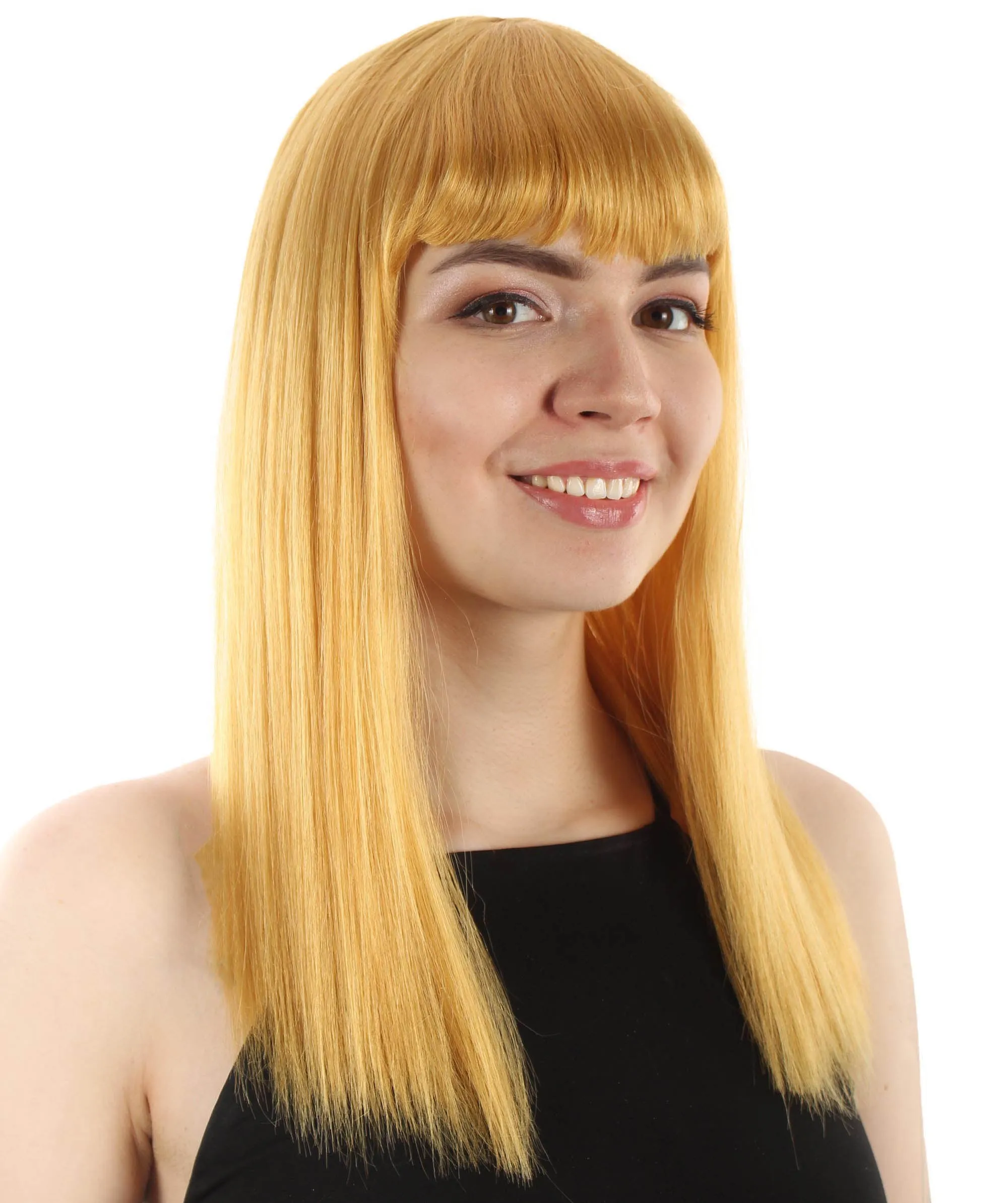Adult Women's 18" Inch Silky Medium Straight Length Diva Wig, Multiple Color Synthetic Hair with Bangs | HPO
