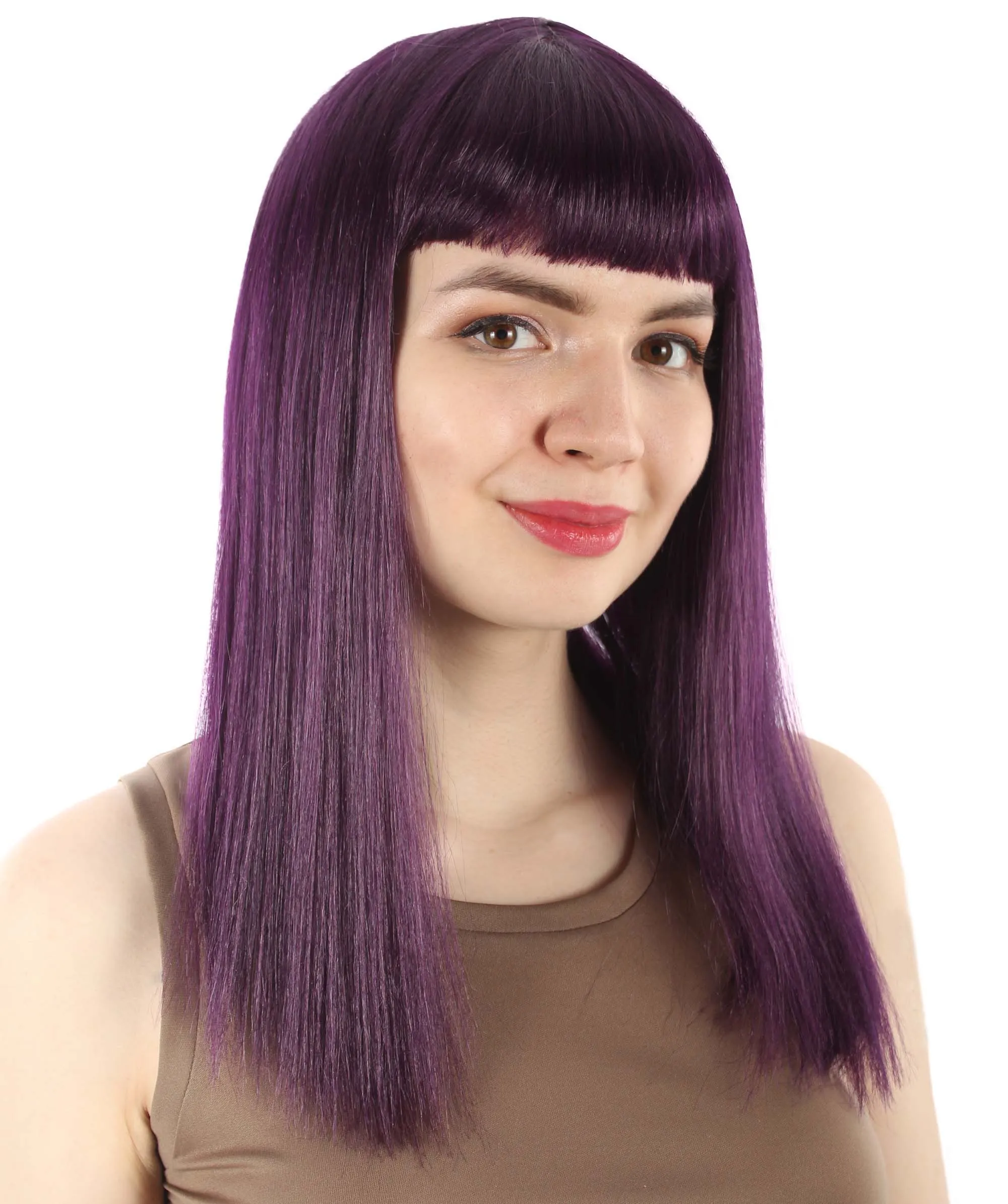 Adult Women's 18" Inch Silky Medium Straight Length Diva Wig, Multiple Color Synthetic Hair with Bangs | HPO