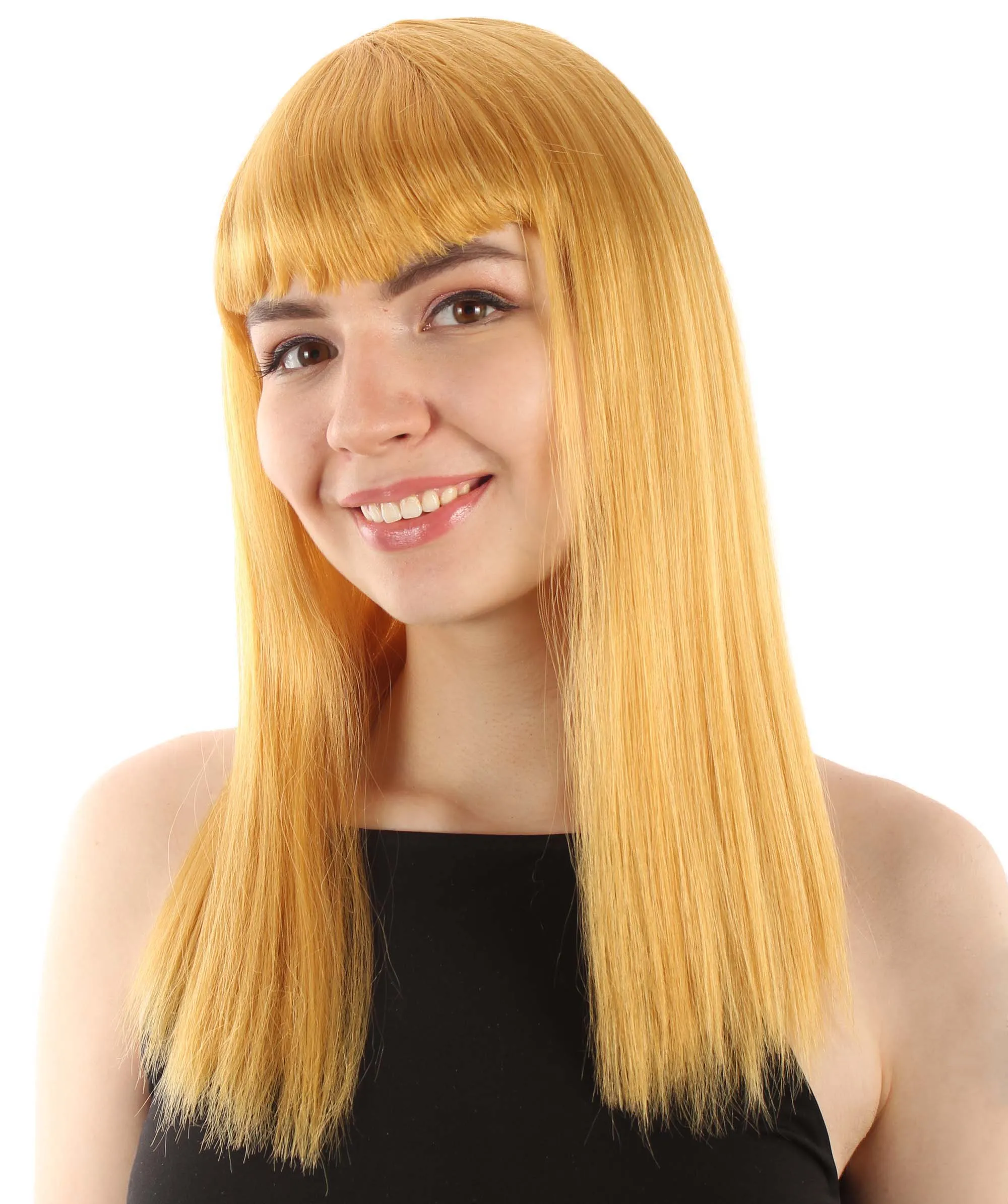 Adult Women's 18" Inch Silky Medium Straight Length Diva Wig, Multiple Color Synthetic Hair with Bangs | HPO