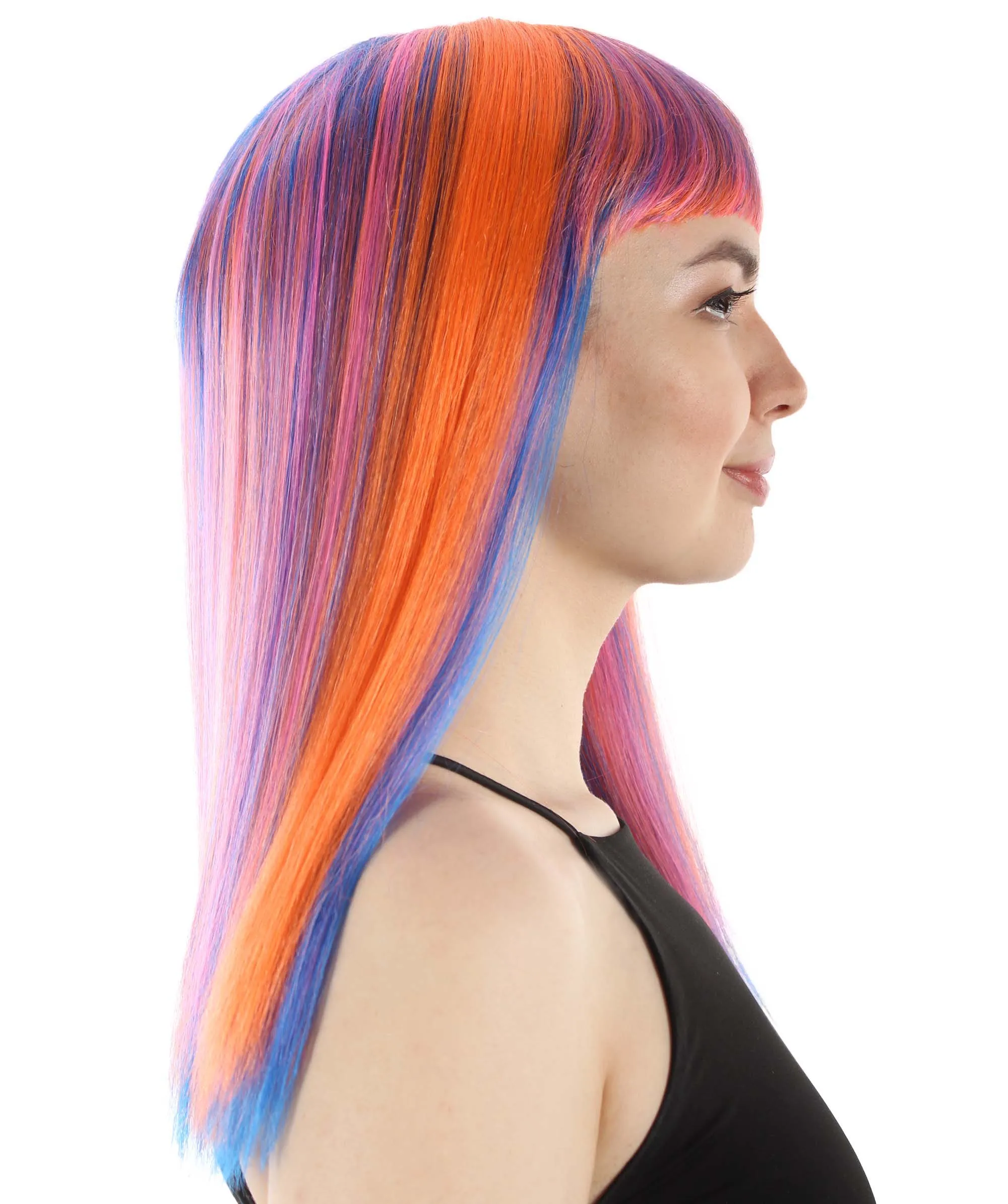 Adult Women's 18" Inch Silky Medium Straight Length Diva Wig, Multiple Color Synthetic Hair with Bangs | HPO