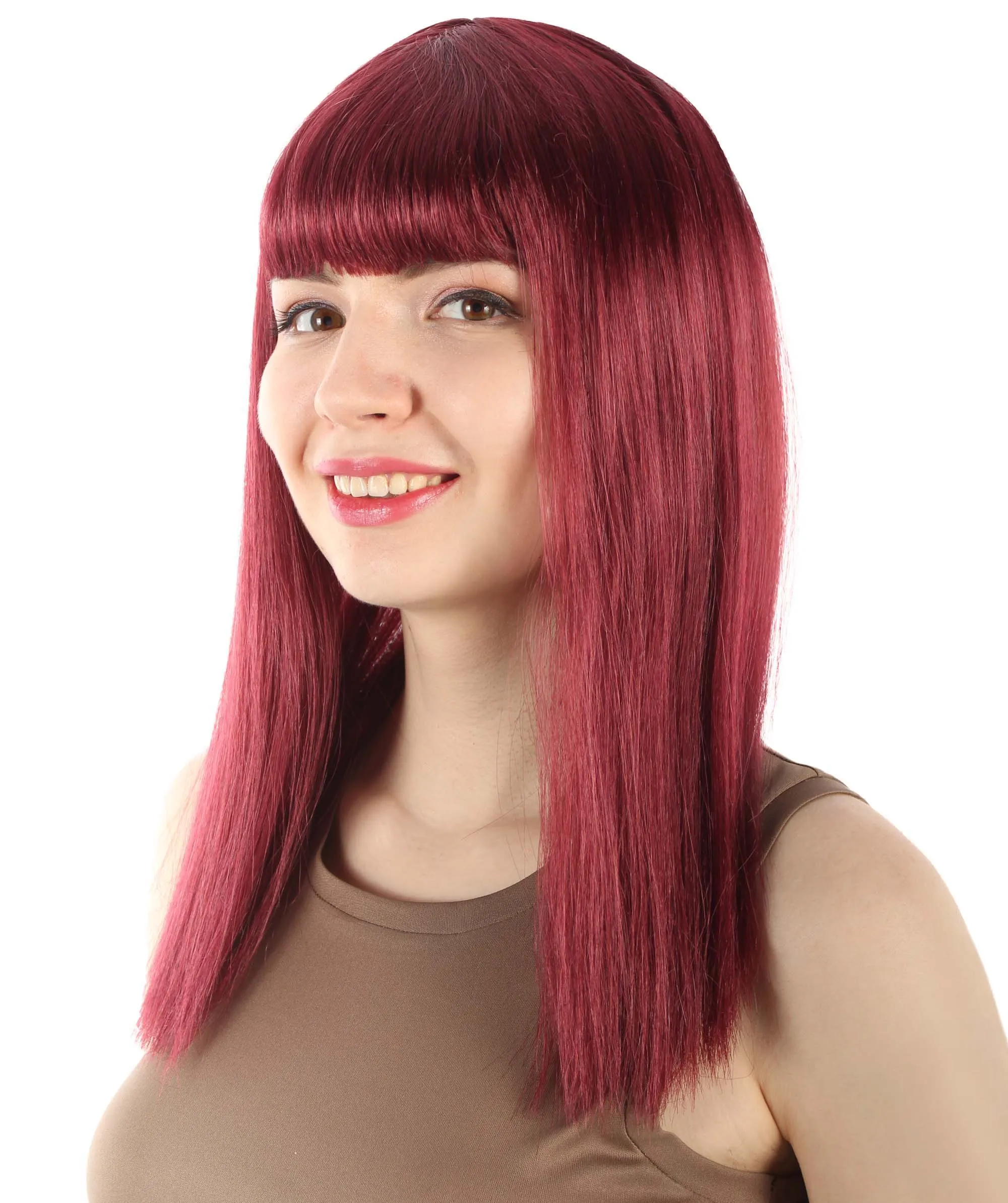 Adult Women's 18" Inch Silky Medium Straight Length Diva Wig, Multiple Color Synthetic Hair with Bangs | HPO