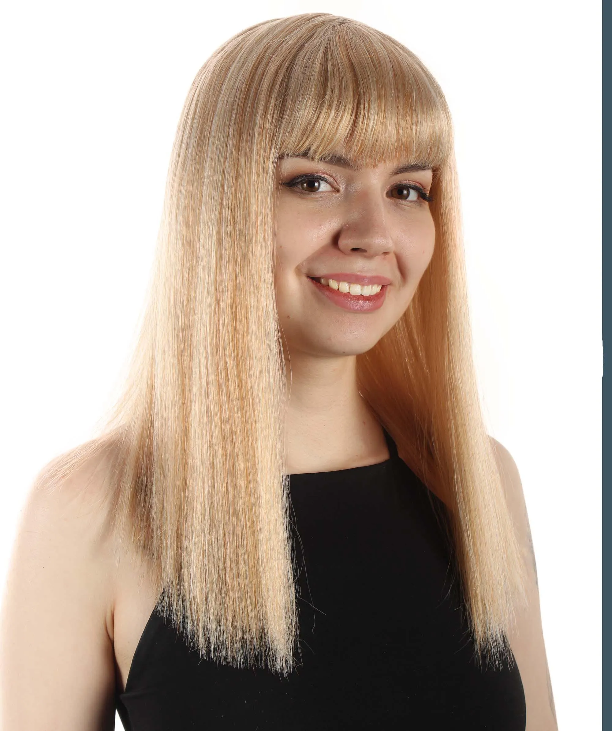 Adult Women's 18" Inch Silky Medium Straight Length Diva Wig, Multiple Color Synthetic Hair with Bangs | HPO